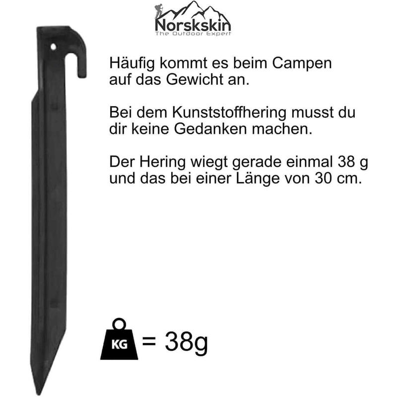 Zelt-Heringe aus Kunststoff 30 cm. 5 Stück Schwarz Heringe Erdnägel