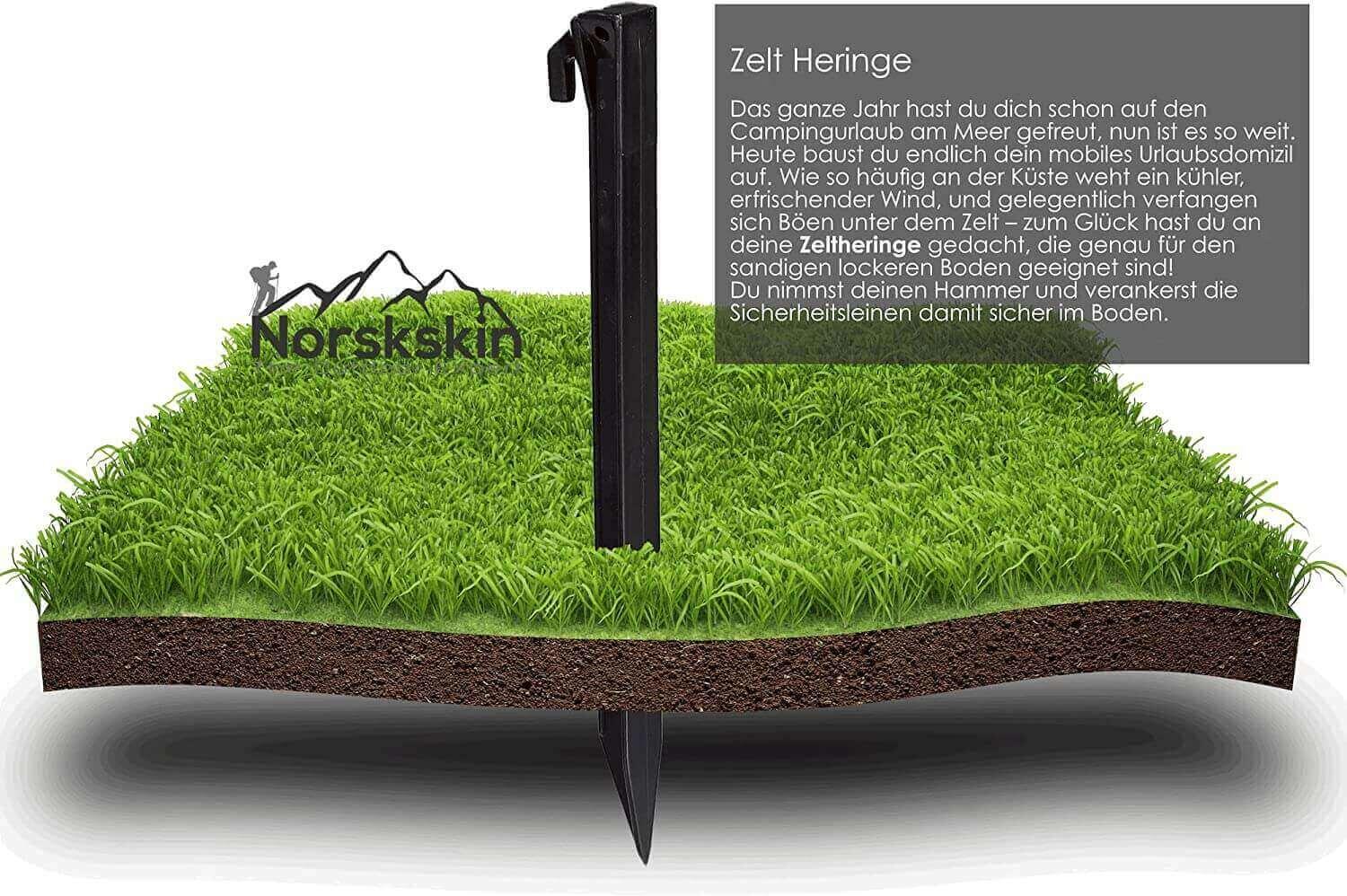 Zelt-Heringe aus Kunststoff 30 cm. 5 Stück Schwarz Heringe Erdnägel 5/6