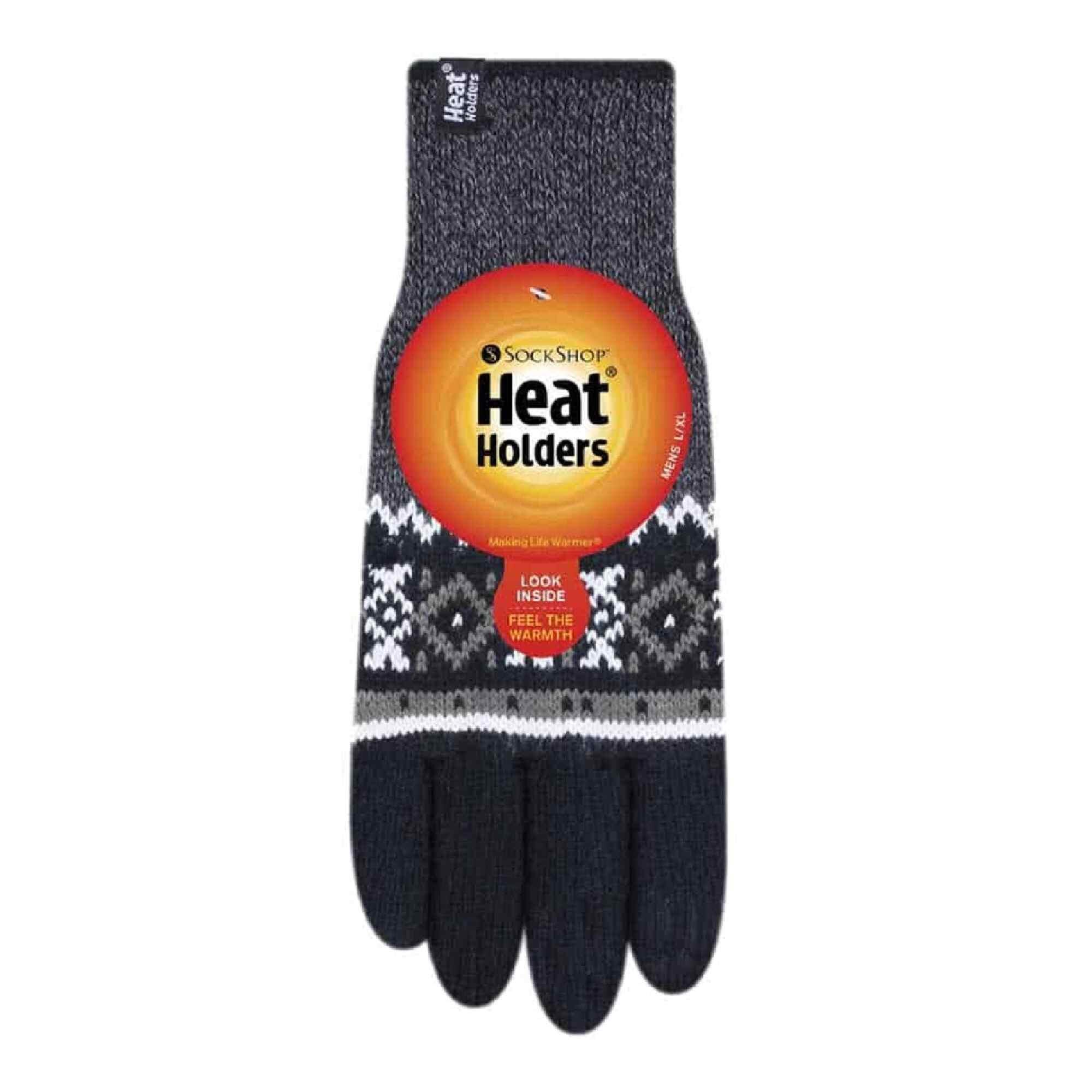 Mens Nordic Fairisle Knitted Fleece Lined Winter Thermal Gloves 2/4