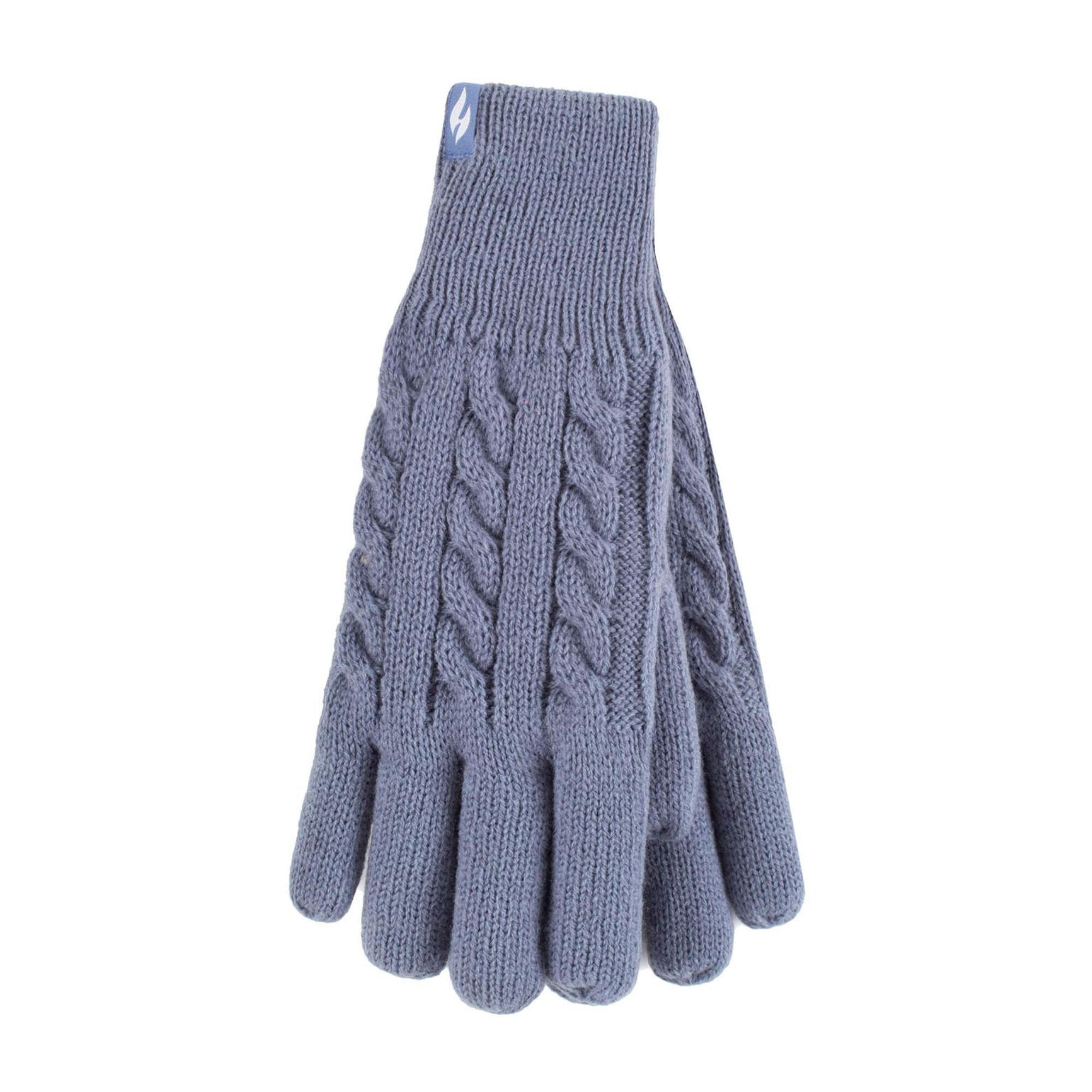 HEAT HOLDERS Ladies Fleece Lined Cable Knit 2.3 TOG Thermal Gloves