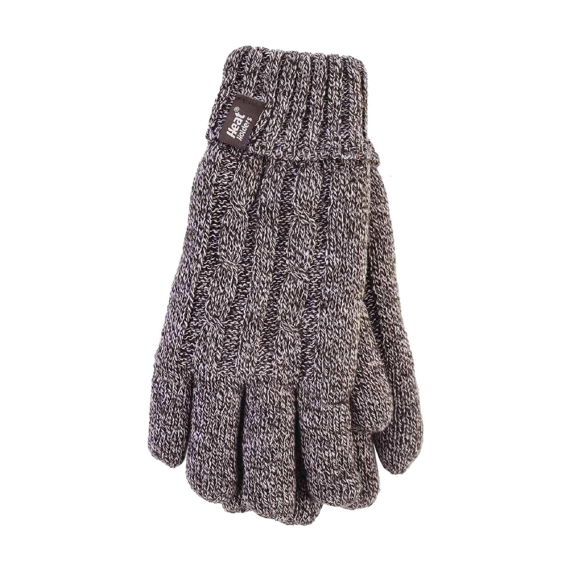 Ladies Fleece Lined Cable Knit 2.3 TOG Thermal Gloves 1/4