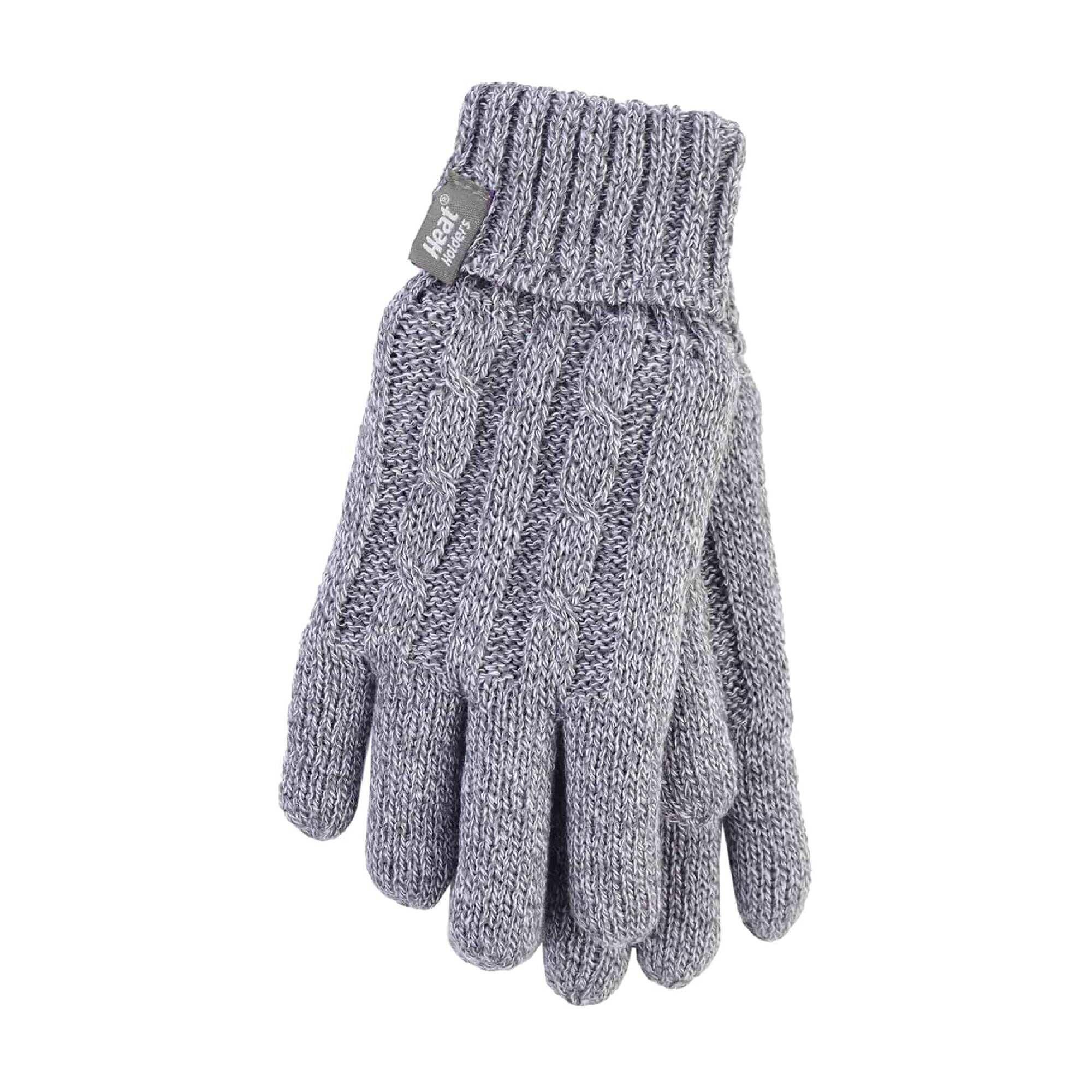 HEAT HOLDERS Ladies Fleece Lined Cable Knit 2.3 TOG Thermal Gloves