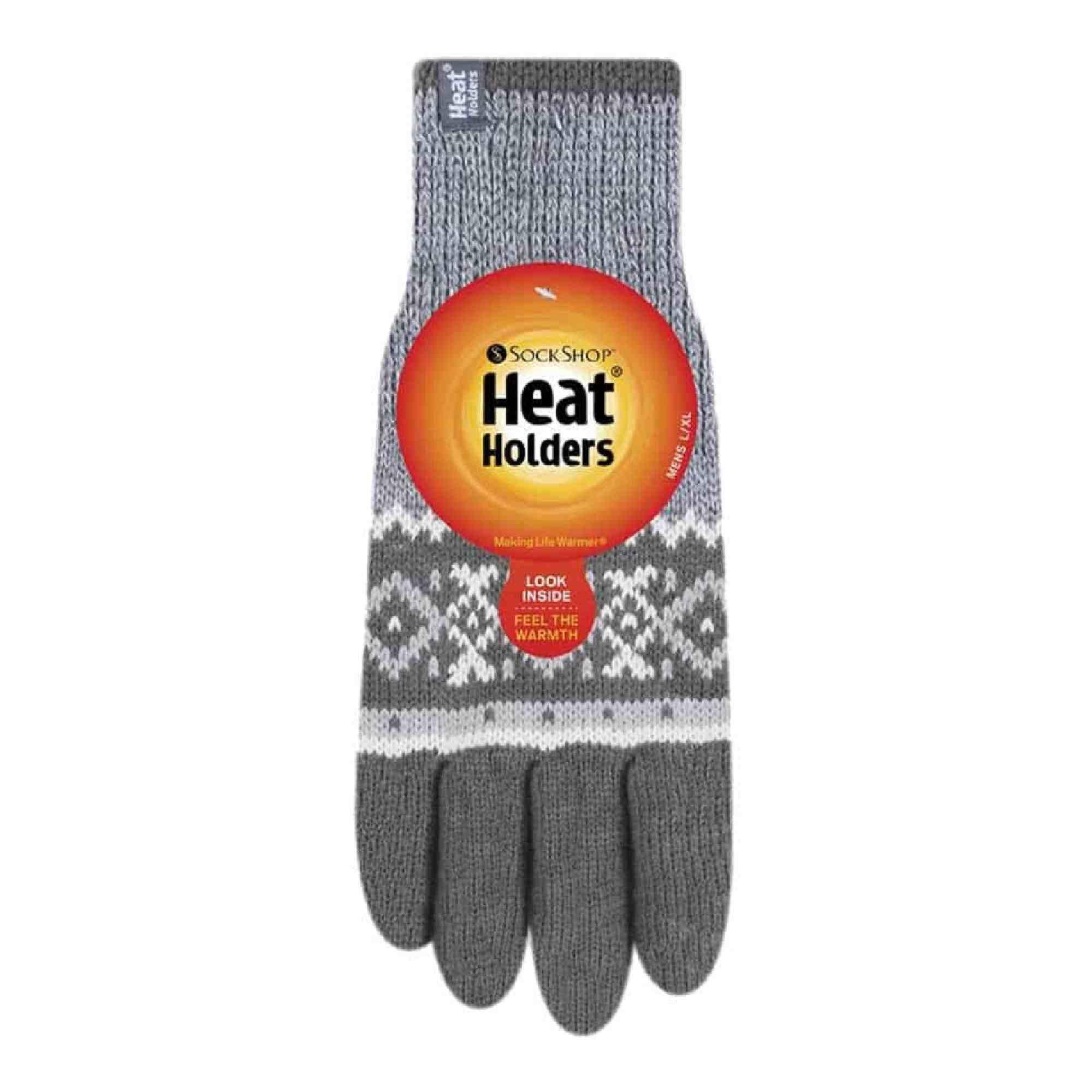 Mens Nordic Fairisle Knitted Fleece Lined Winter Thermal Gloves 2/6