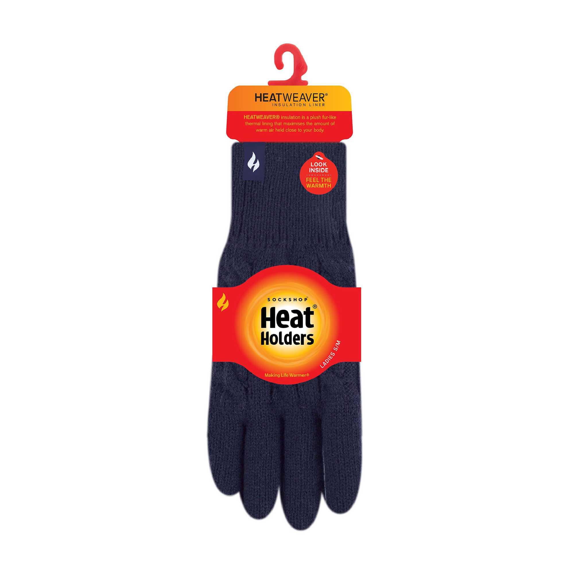 Ladies Cable Knit 2.3 Tog Fleece Lined Thermal Winter Gloves 2/5