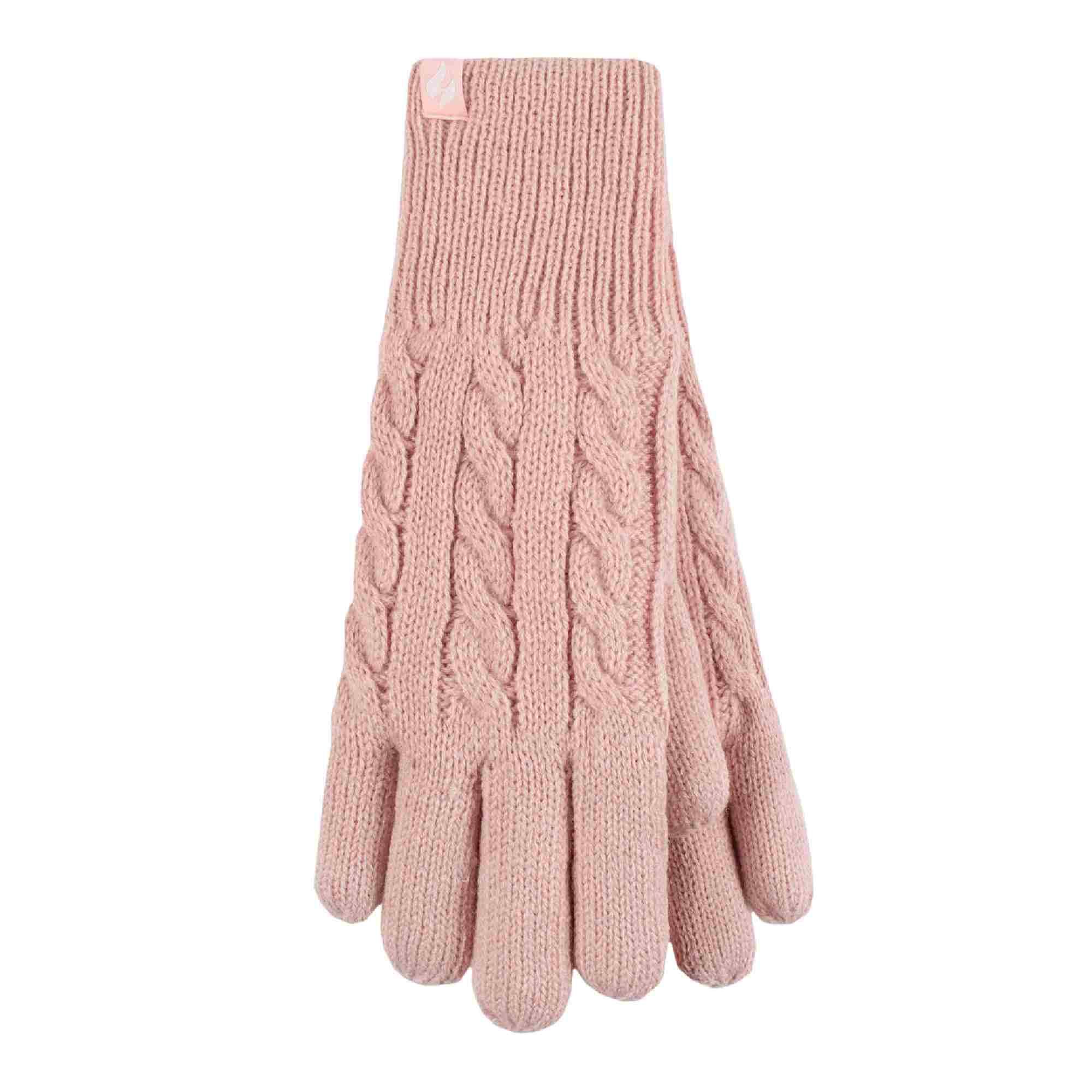 Ladies Fleece Lined Cable Knit 2.3 TOG Thermal Gloves 1/4