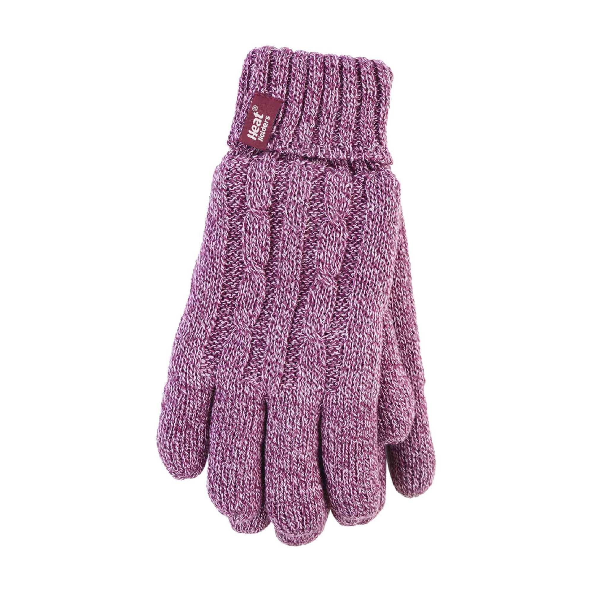 HEAT HOLDERS Ladies Fleece Lined Cable Knit 2.3 TOG Thermal Gloves