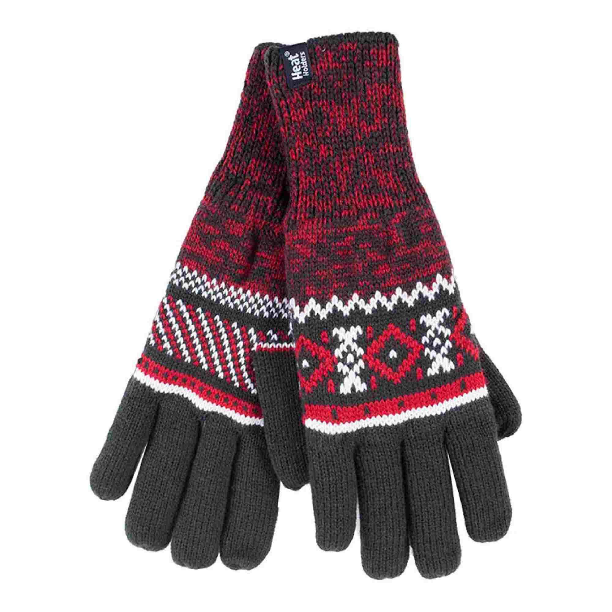 HEAT HOLDERS Heat Holders - Guanti lavorati a maglia Fair Isle con pompon