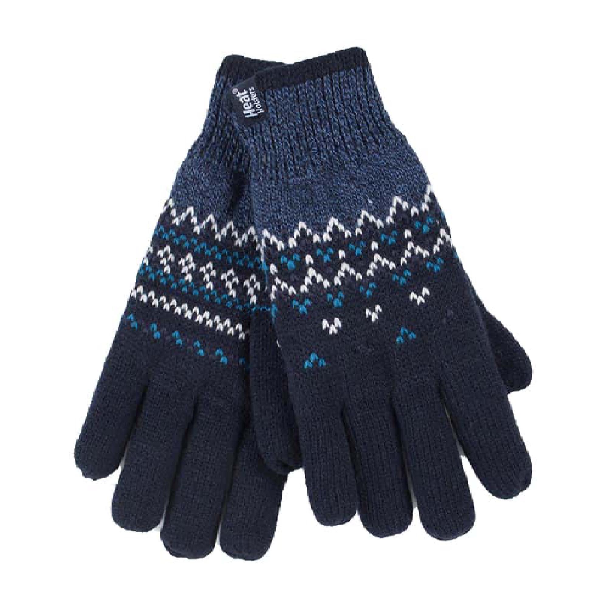 HEAT HOLDERS Ladies Fairisle Fleece Lined Knitted Warm Winter Thermal Gloves