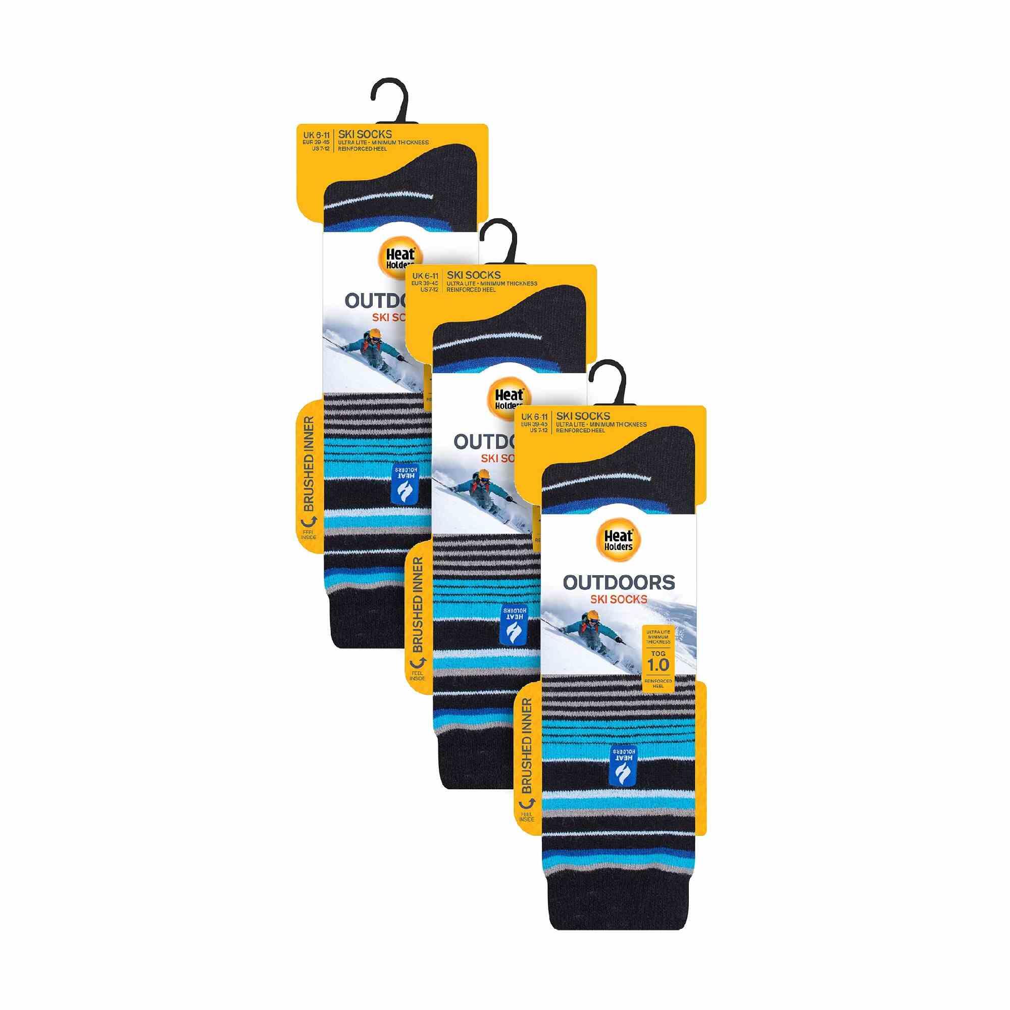 Heat Holders - 3 Paires Chaussettes Ski Genou Zigzag Rayées Talon et Pointe 2/6