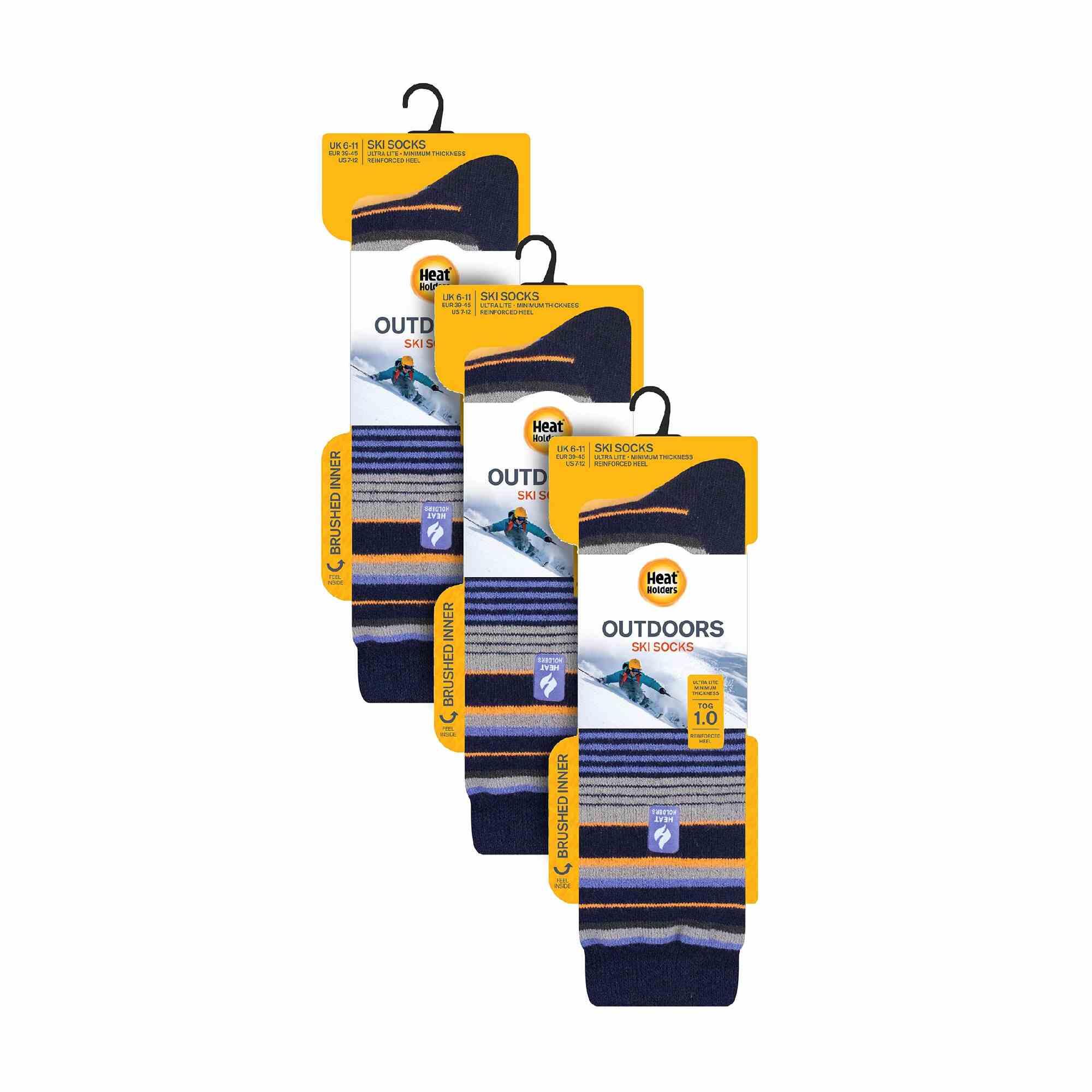 Heat Holders - 3 Paires Chaussettes Ski Genou Zigzag Rayées Talon et Pointe 2/6