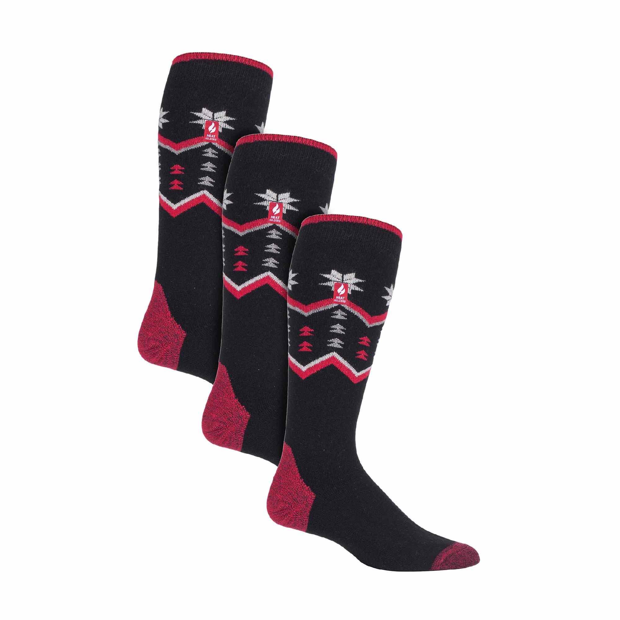 HEAT HOLDERS 3 Pack Mens Patterned Lightweight Thin 2.3 TOG Thermal Knee High Ski Socks