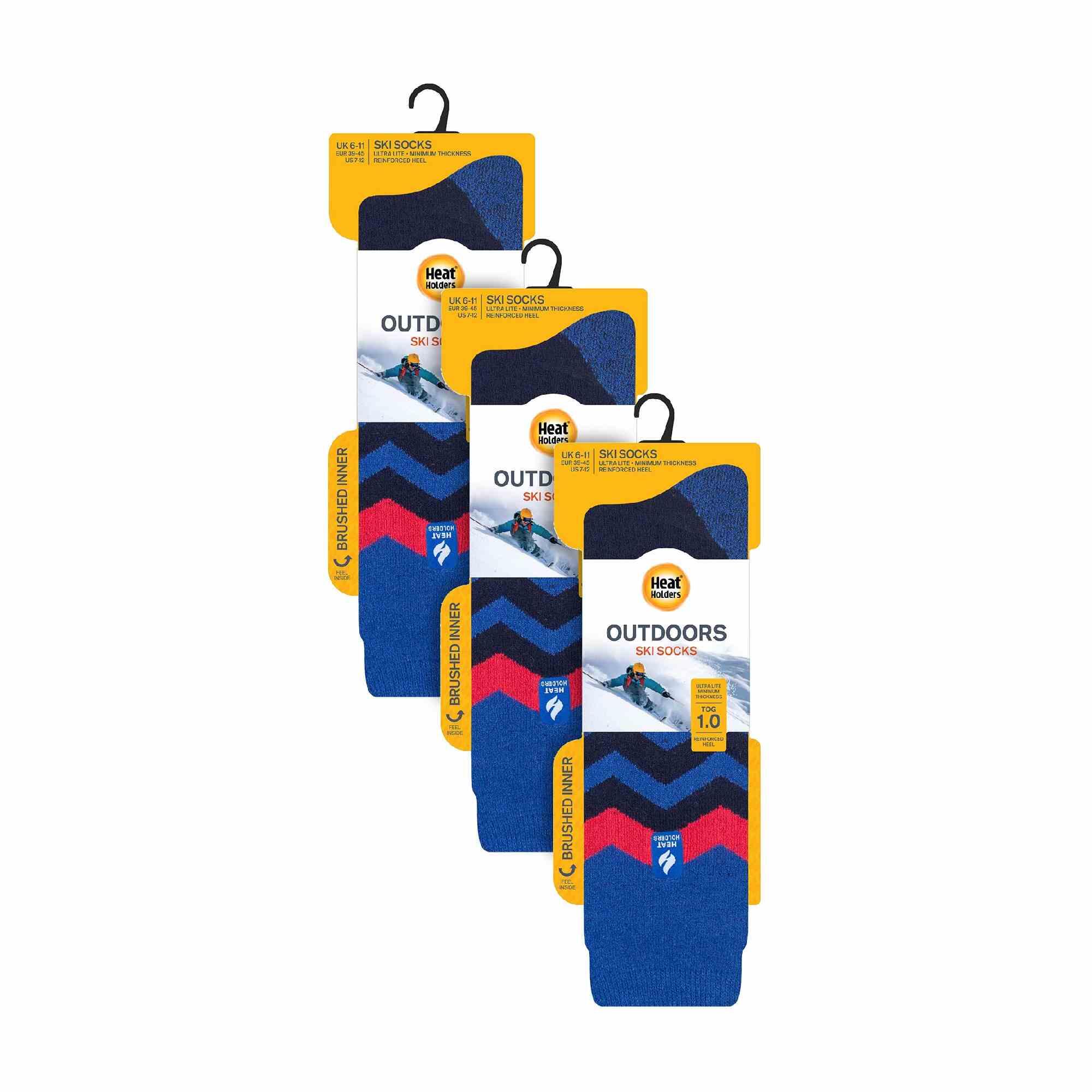 Heat Holders - 3er Pack Herren Skisocken Gestreift | Thermo Kniehoch Socken 2/6