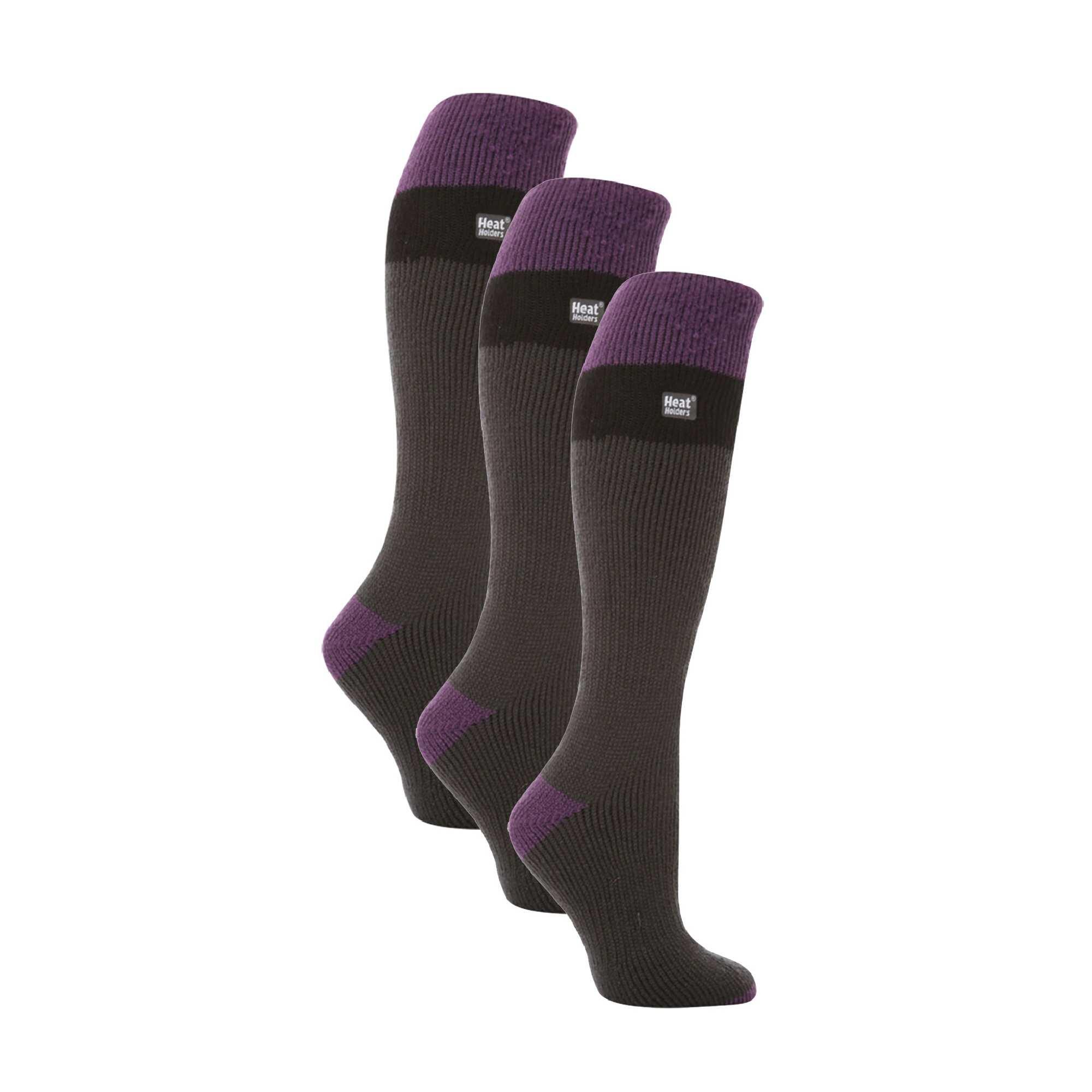 HEAT HOLDERS 3 Pack Ladies Winter 2.3 TOG Thermal Long Knee High Ski Socks