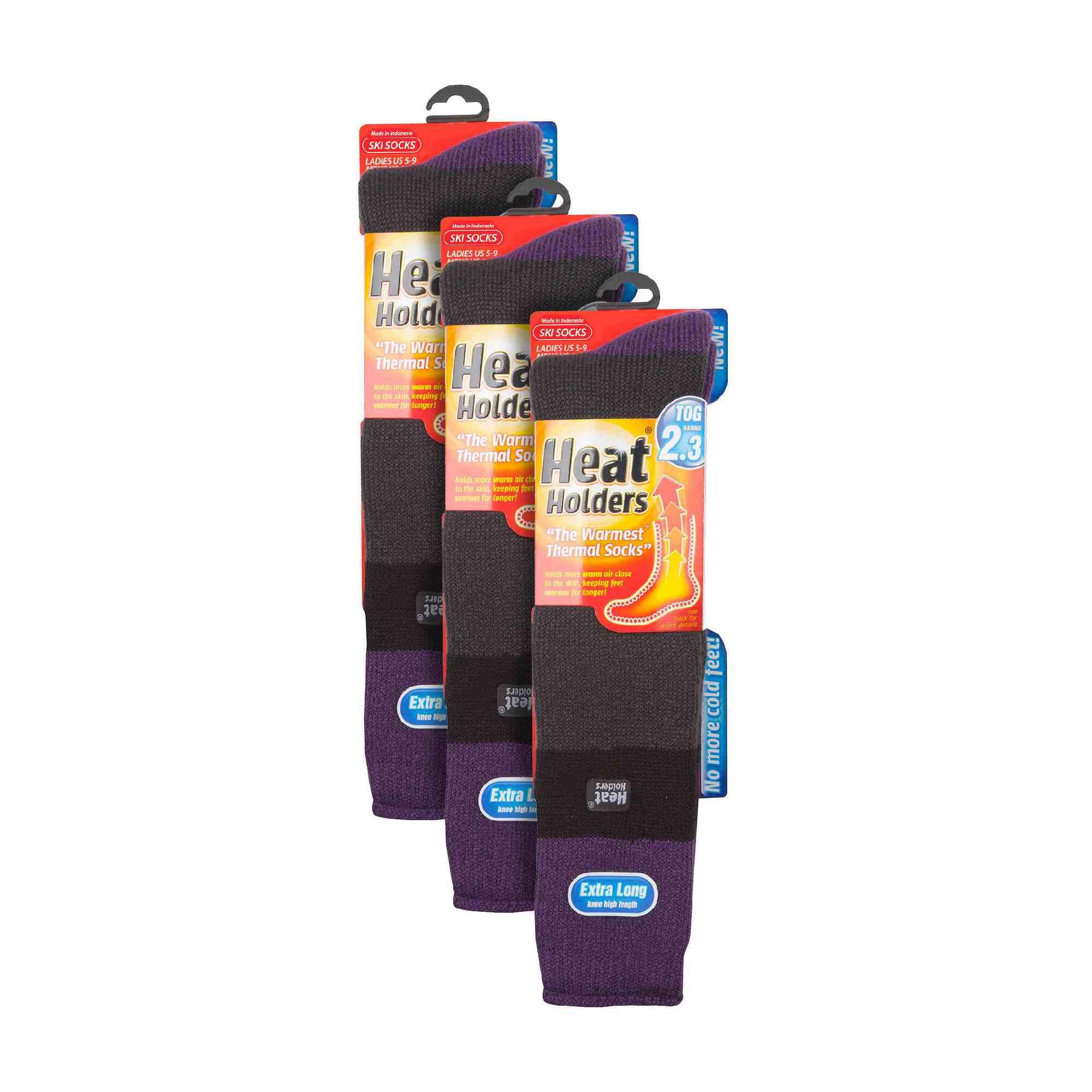 3 Pack Ladies Winter 2.3 TOG Thermal Long Knee High Ski Socks 2/5