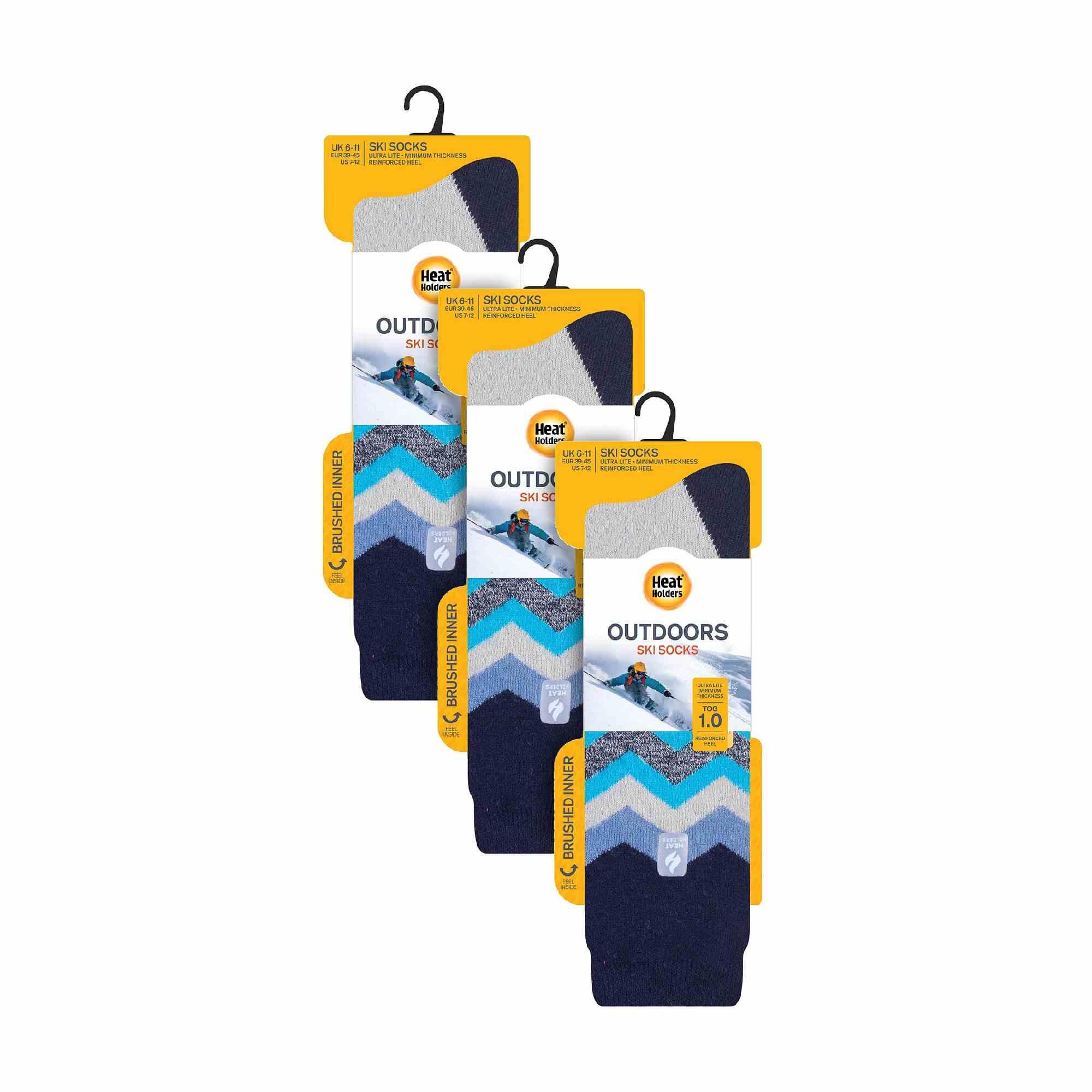 Heat Holders - 3 Paires Chaussettes Ski Genou Zigzag Rayées Talon et Pointe 2/6