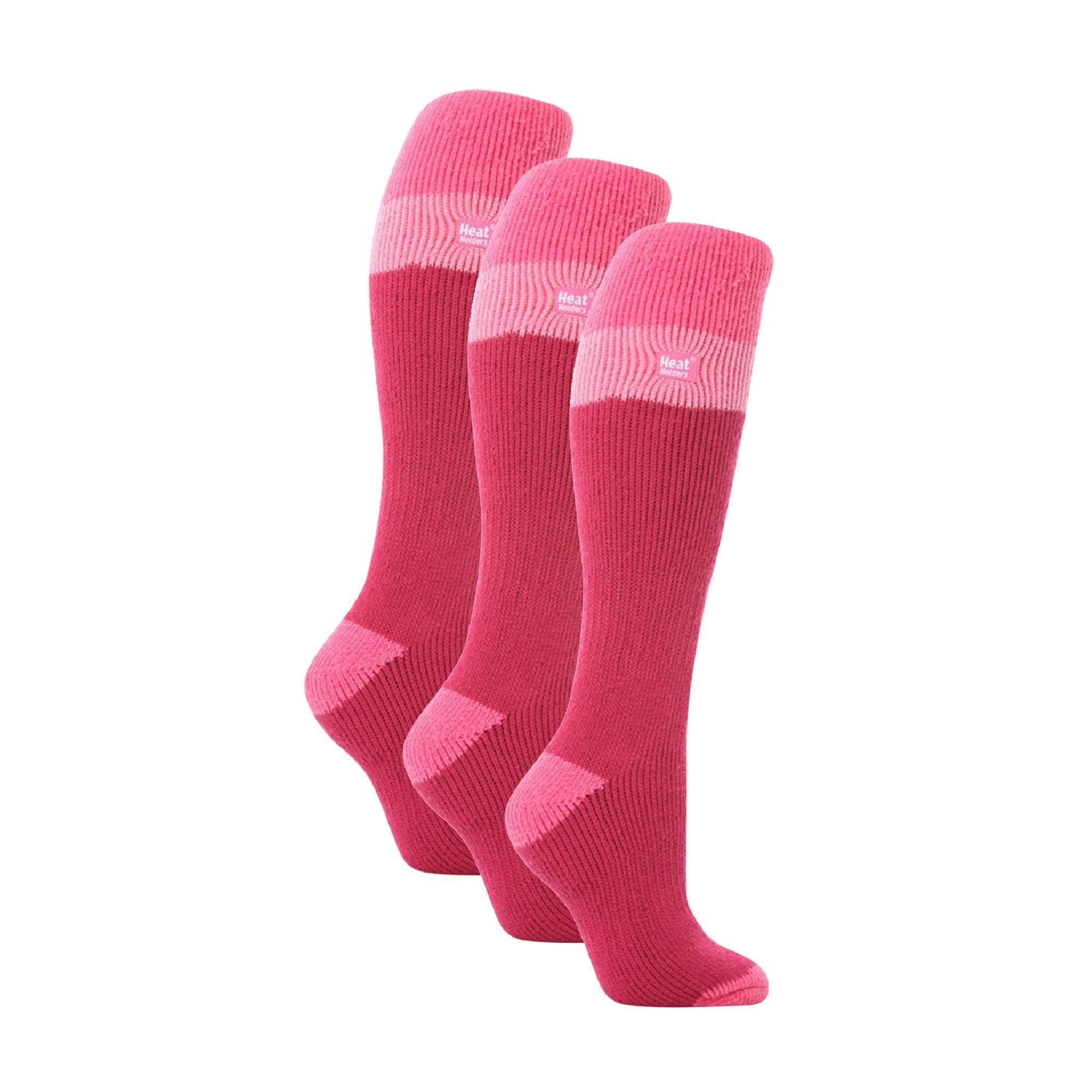 3 Pack Ladies Winter 2.3 TOG Thermal Long Knee High Ski Socks 1/4