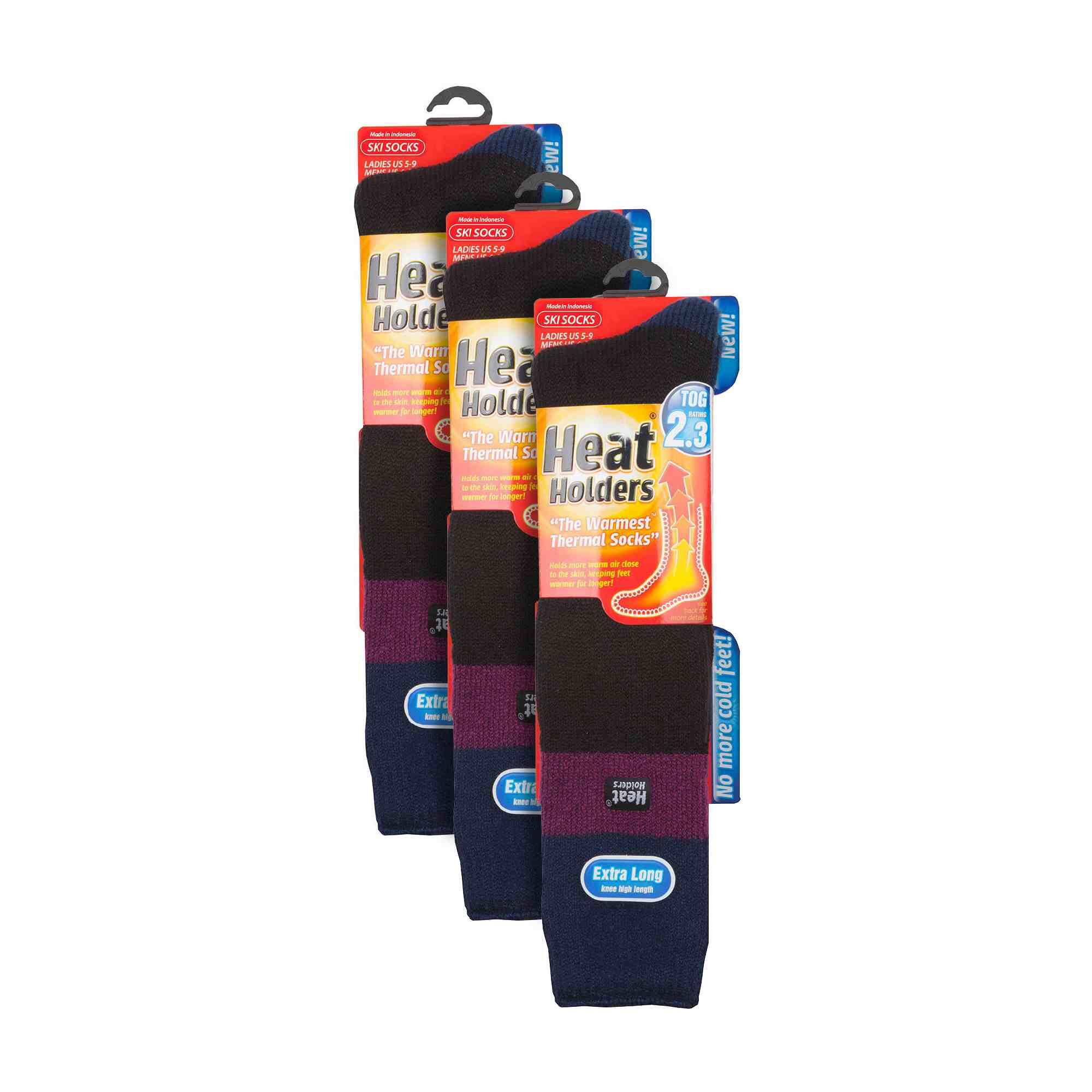 3 Pack Ladies Winter 2.3 TOG Thermal Long Knee High Ski Socks 2/6