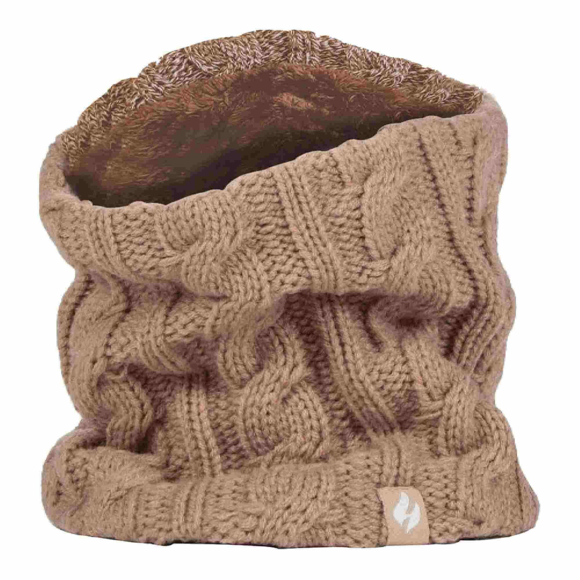 HEAT HOLDERS Ladies Thick Cable Knit Fleece Lined Thermal Neck Warmer