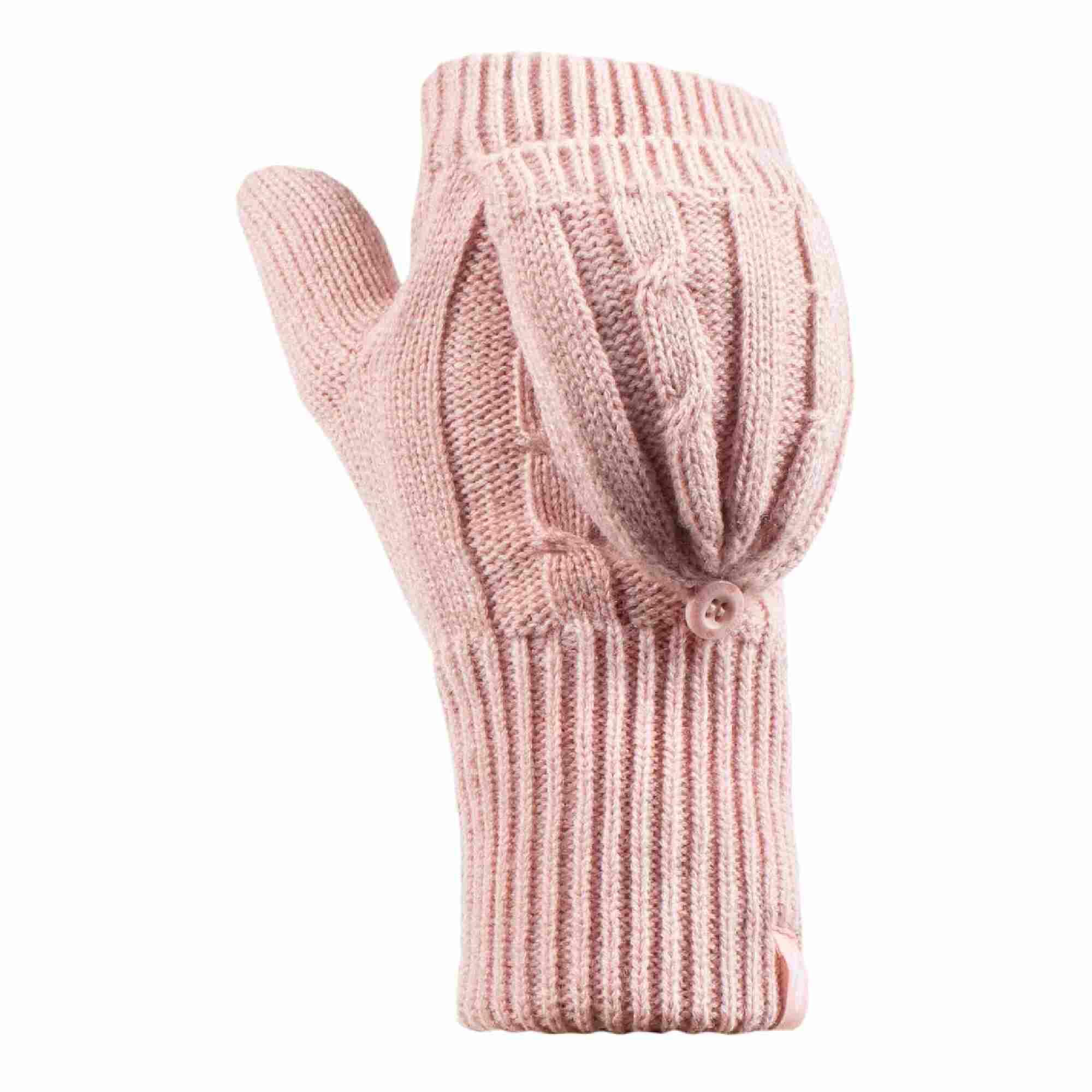 HEAT HOLDERS Ladies Cable Knit 2.3 Tog Thermal Winter Fingerless Converter Gloves