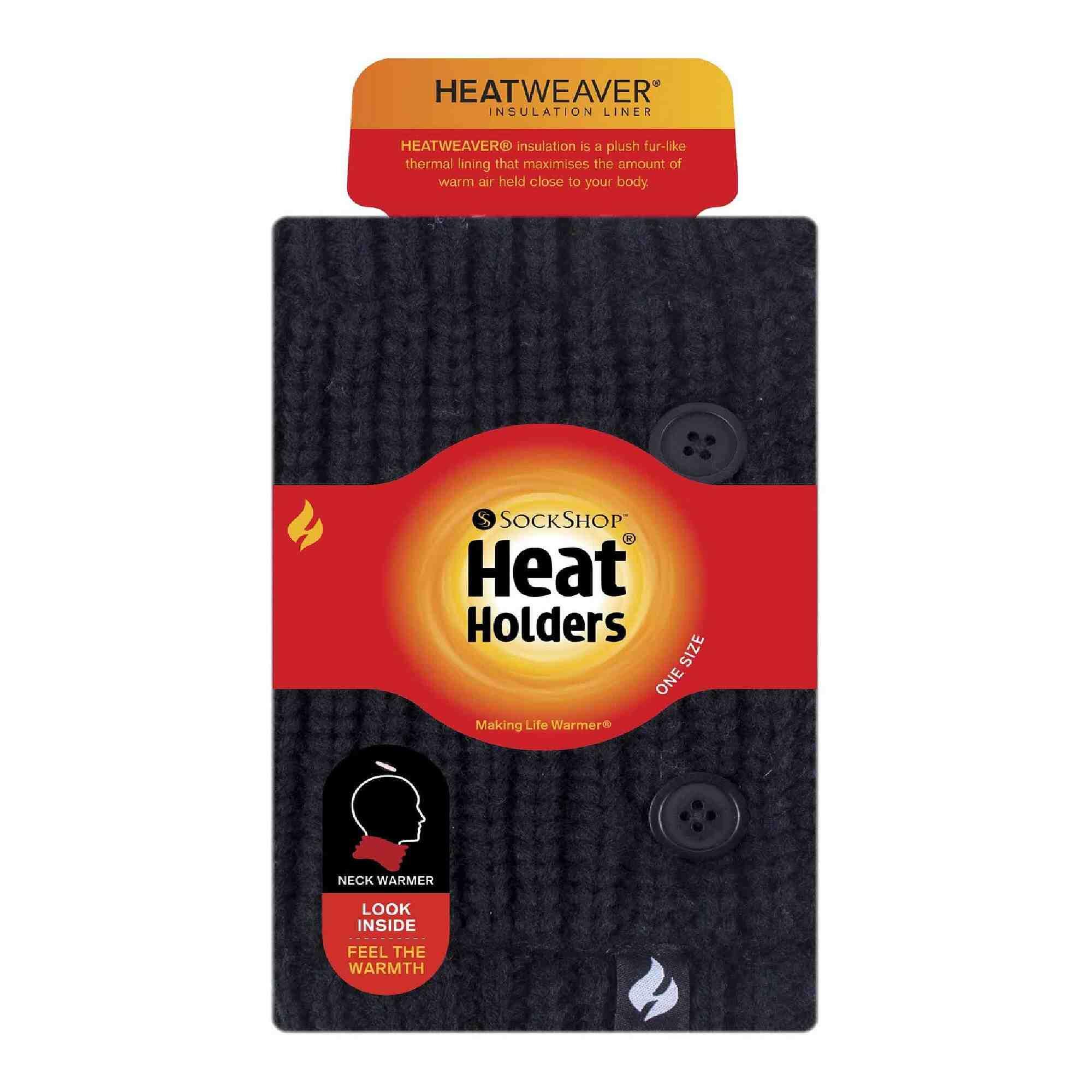 Heat Holders - Damen Winter Warme Plüsch Fleece Strick Halswärmer mit Tasten 2/4