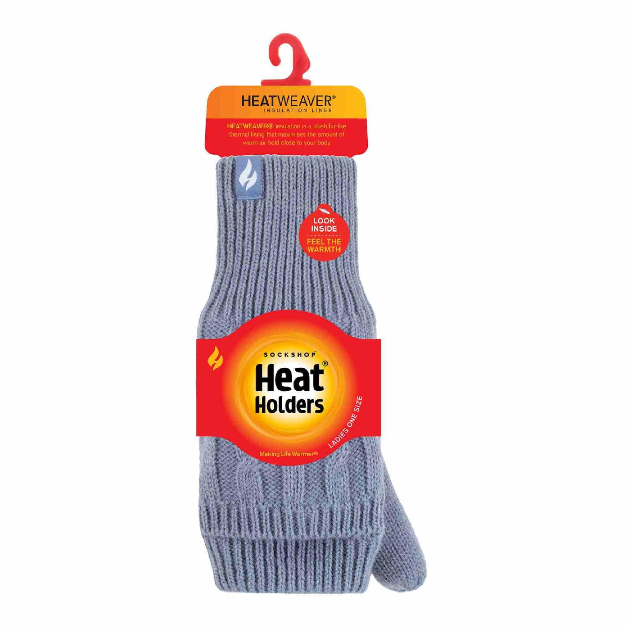 Ladies Cable Knit 2.3 Tog Thermal Winter Fingerless Converter Gloves 2/6