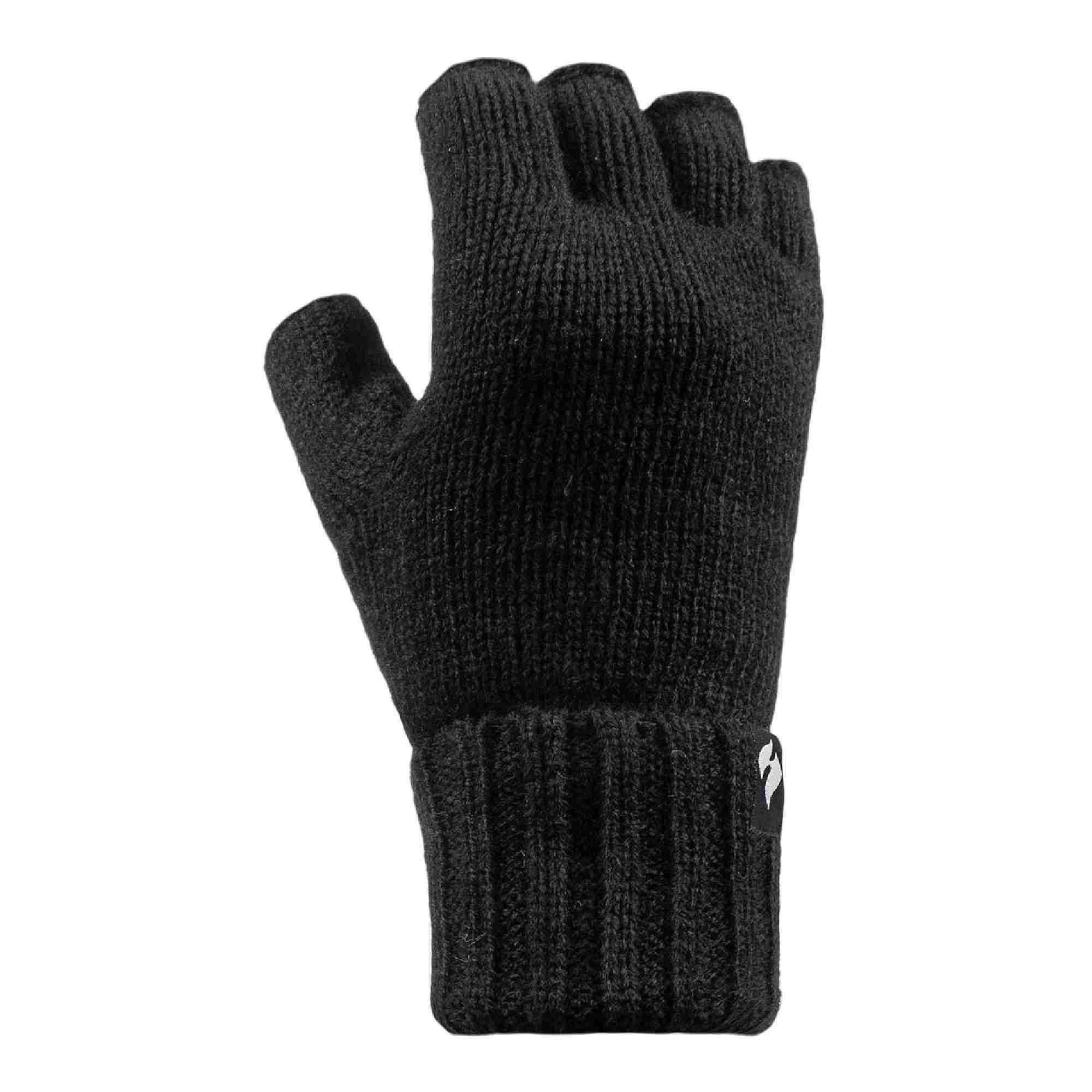 Ladies Solid Knitted Fleece Lined Thermal Fingerless Gloves HEAT HOLDERS