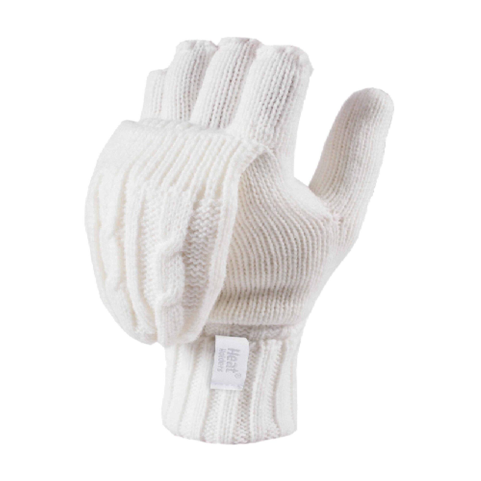 Ladies Cable Knit Winter 2.3 TOG Thermal Fingerless Converter Gloves 1/4