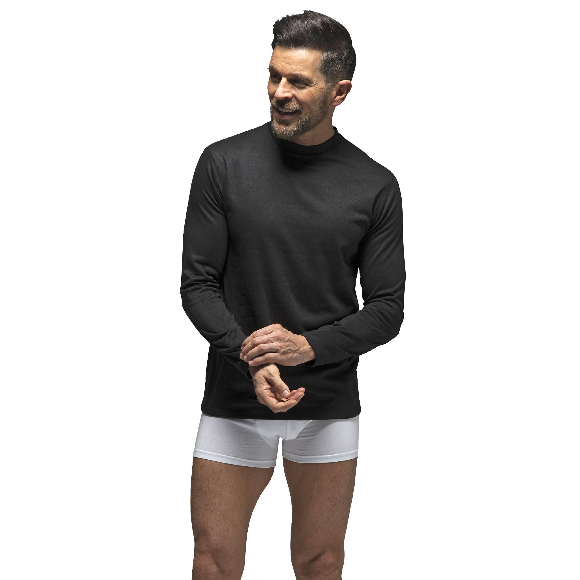 Mens Fleece Lined Long Sleeve Thermal Top | Lightweight 1/6