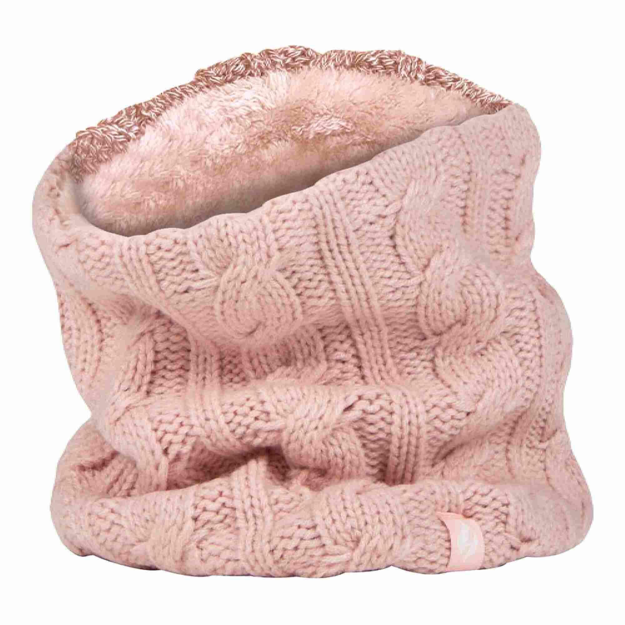 Ladies Thick Cable Knit Fleece Lined Thermal Neck Warmer 1/4