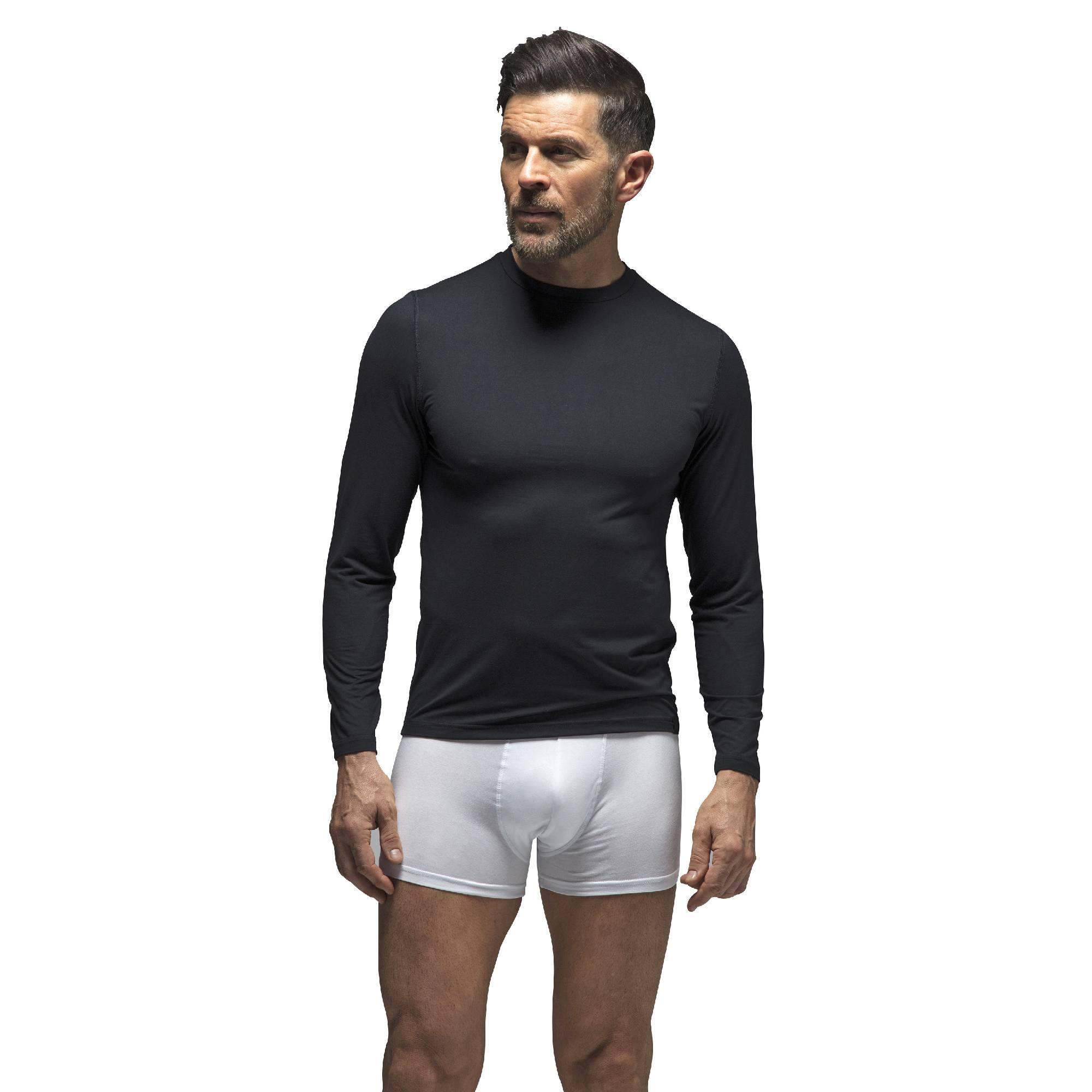 Mens Fleece Lined Long Sleeve Thermal Top | Ultra Lightweight 1/5