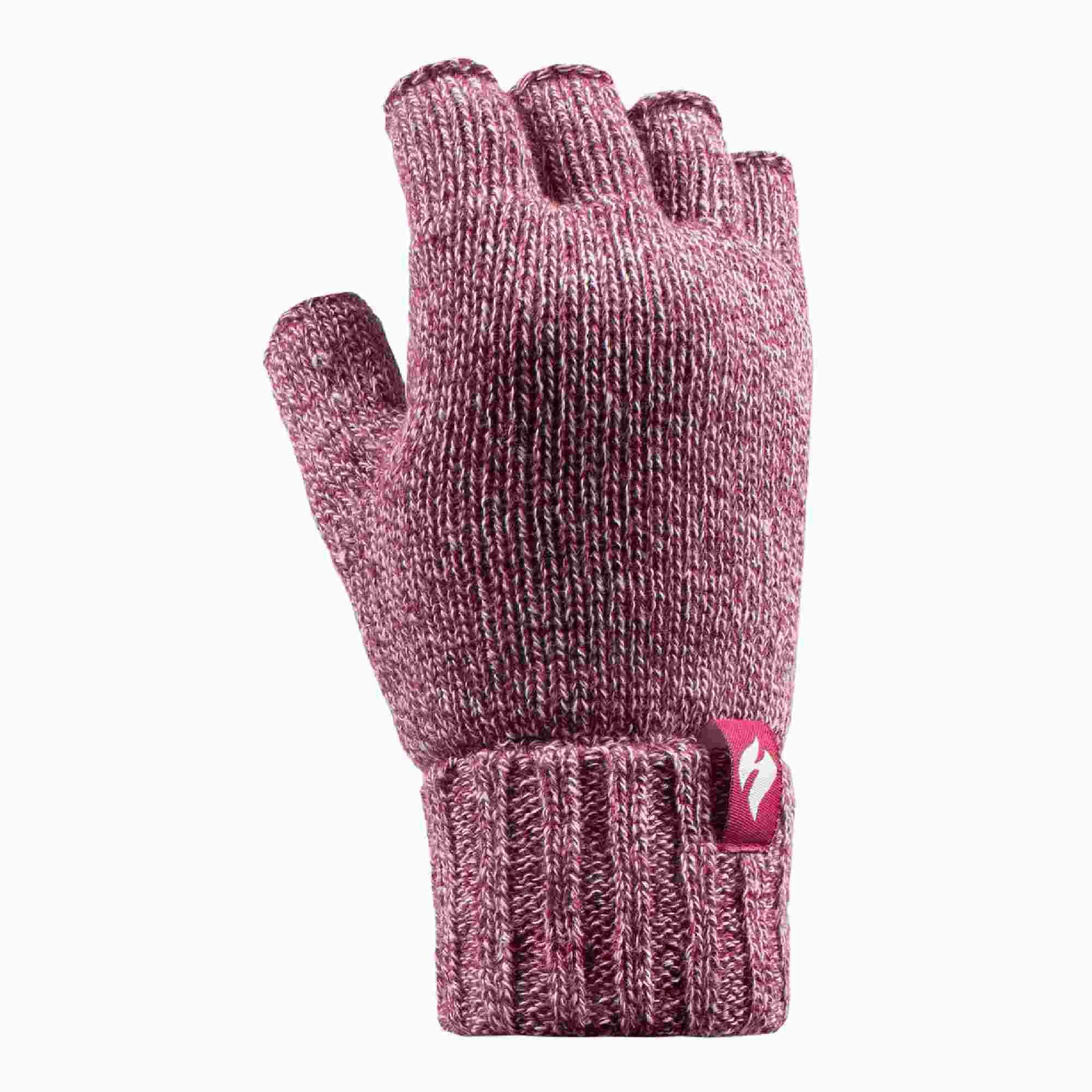 HEAT HOLDERS Ladies Solid Knitted Fleece Lined Thermal Fingerless Gloves