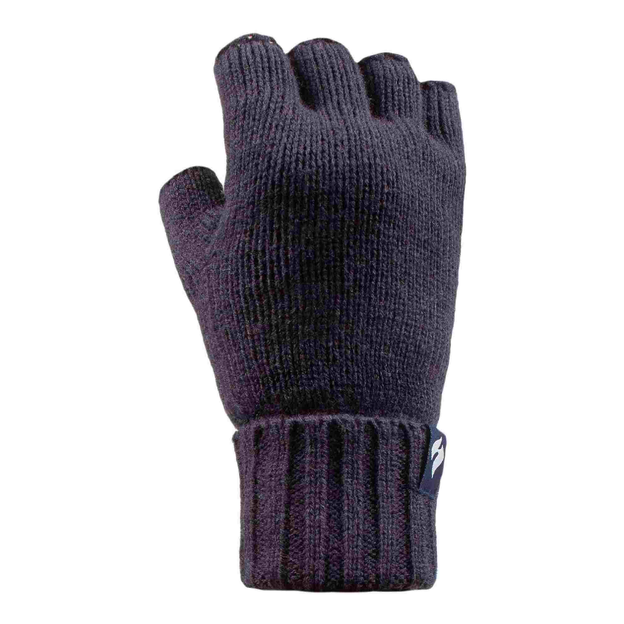 Ladies Solid Knitted Fleece Lined Thermal Fingerless Gloves 1/4