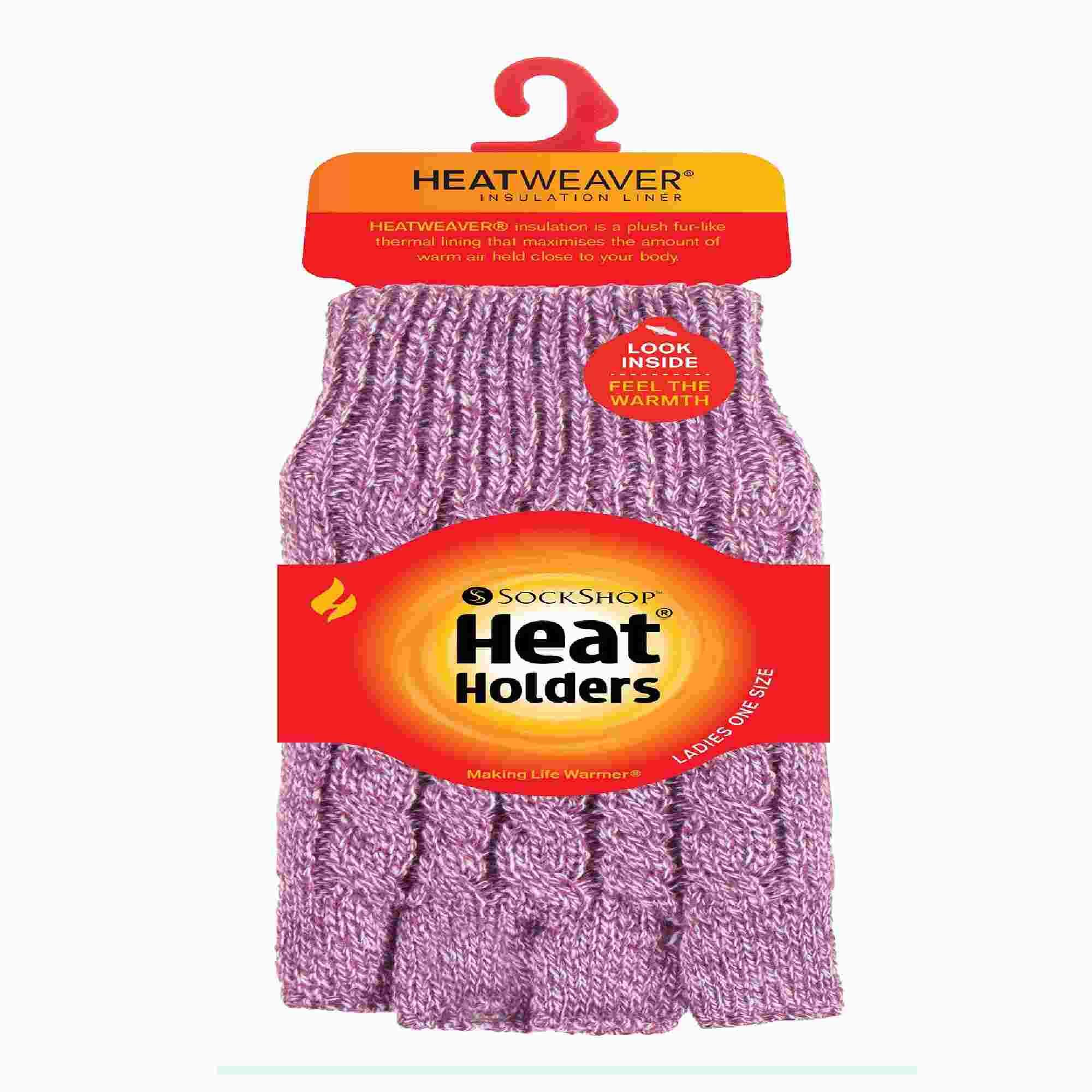Ladies Cable Knitted Winter Thermal Fingerless Gloves 2/5