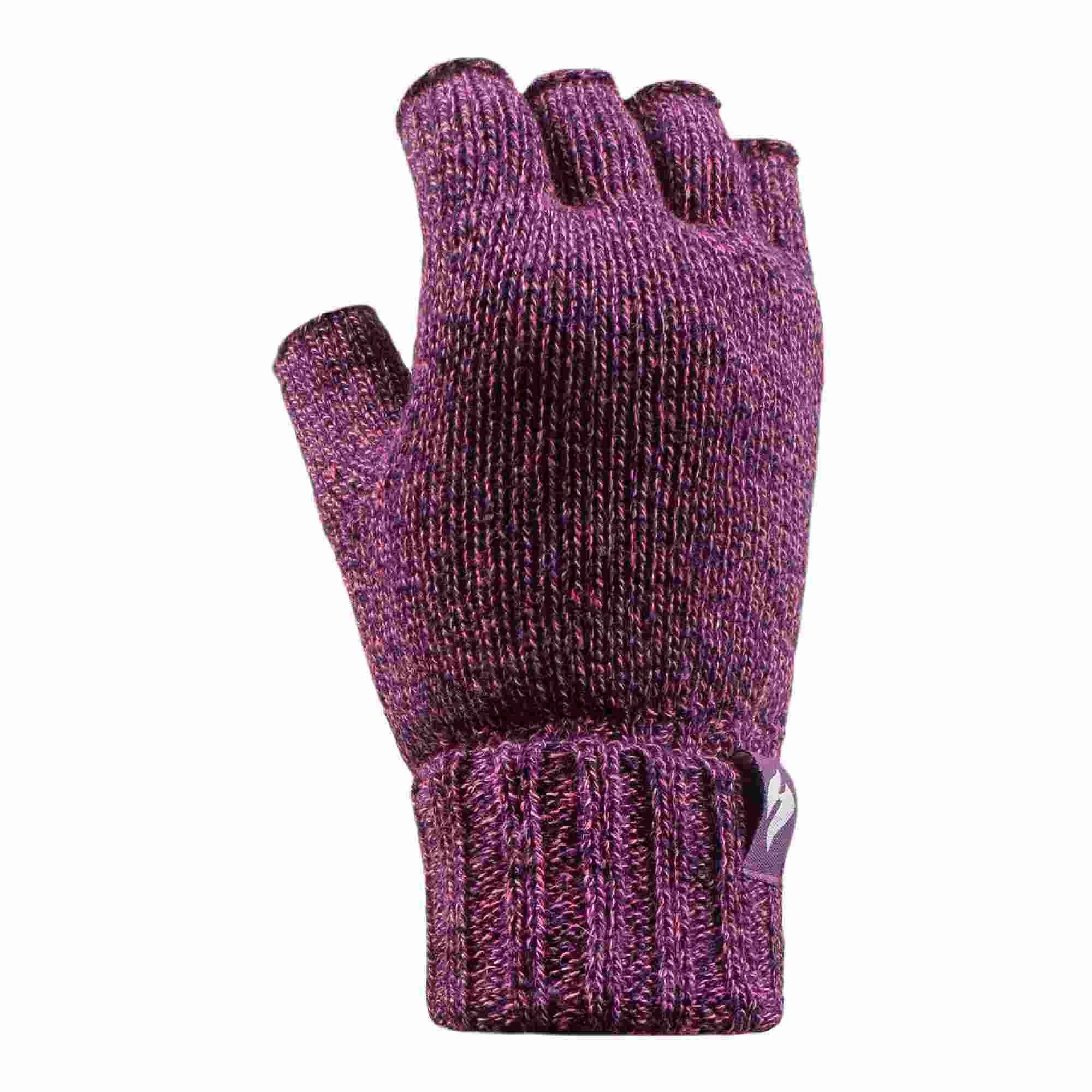 HEAT HOLDERS Ladies Solid Knitted Fleece Lined Thermal Fingerless Gloves