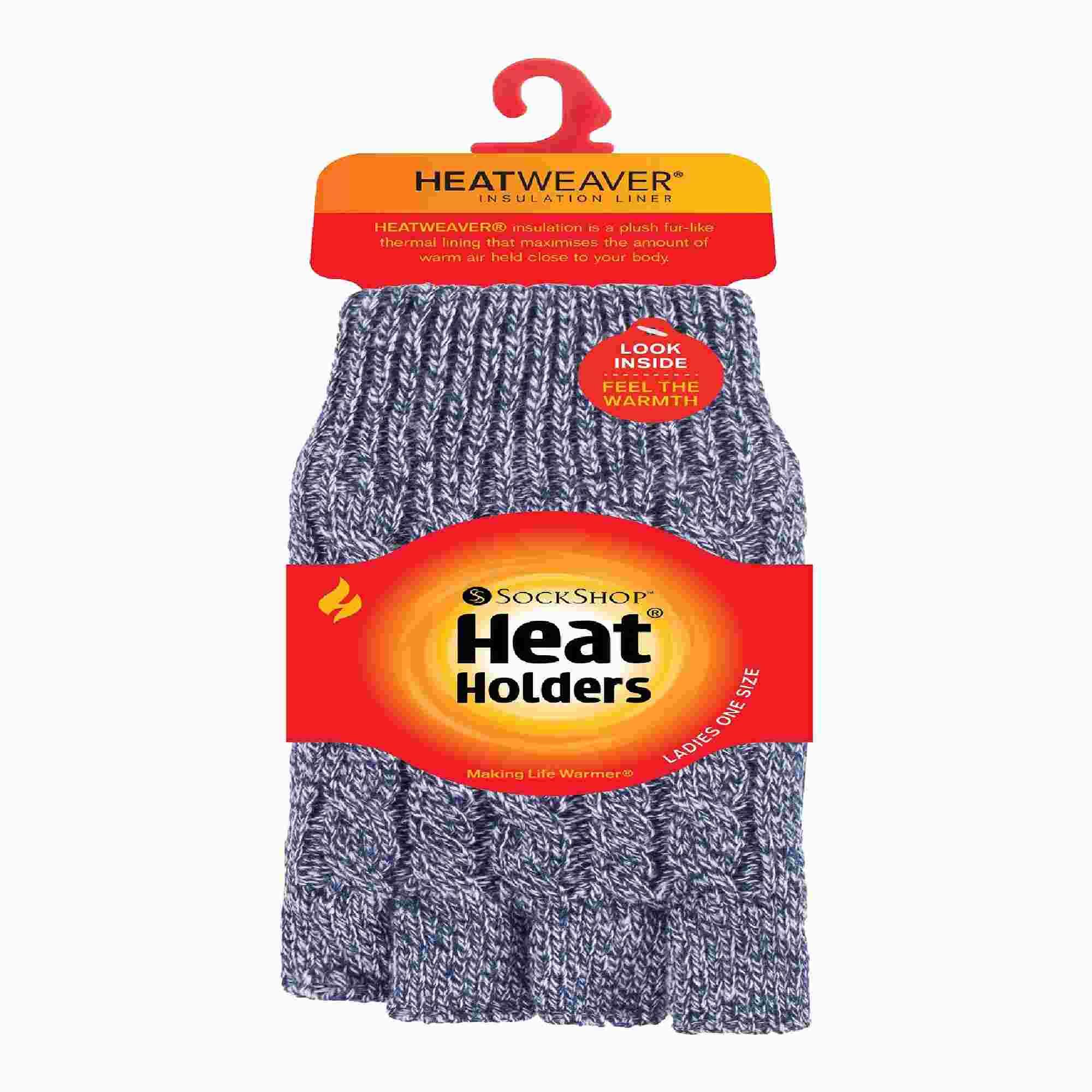 Ladies Cable Knitted Winter Thermal Fingerless Gloves 2/6