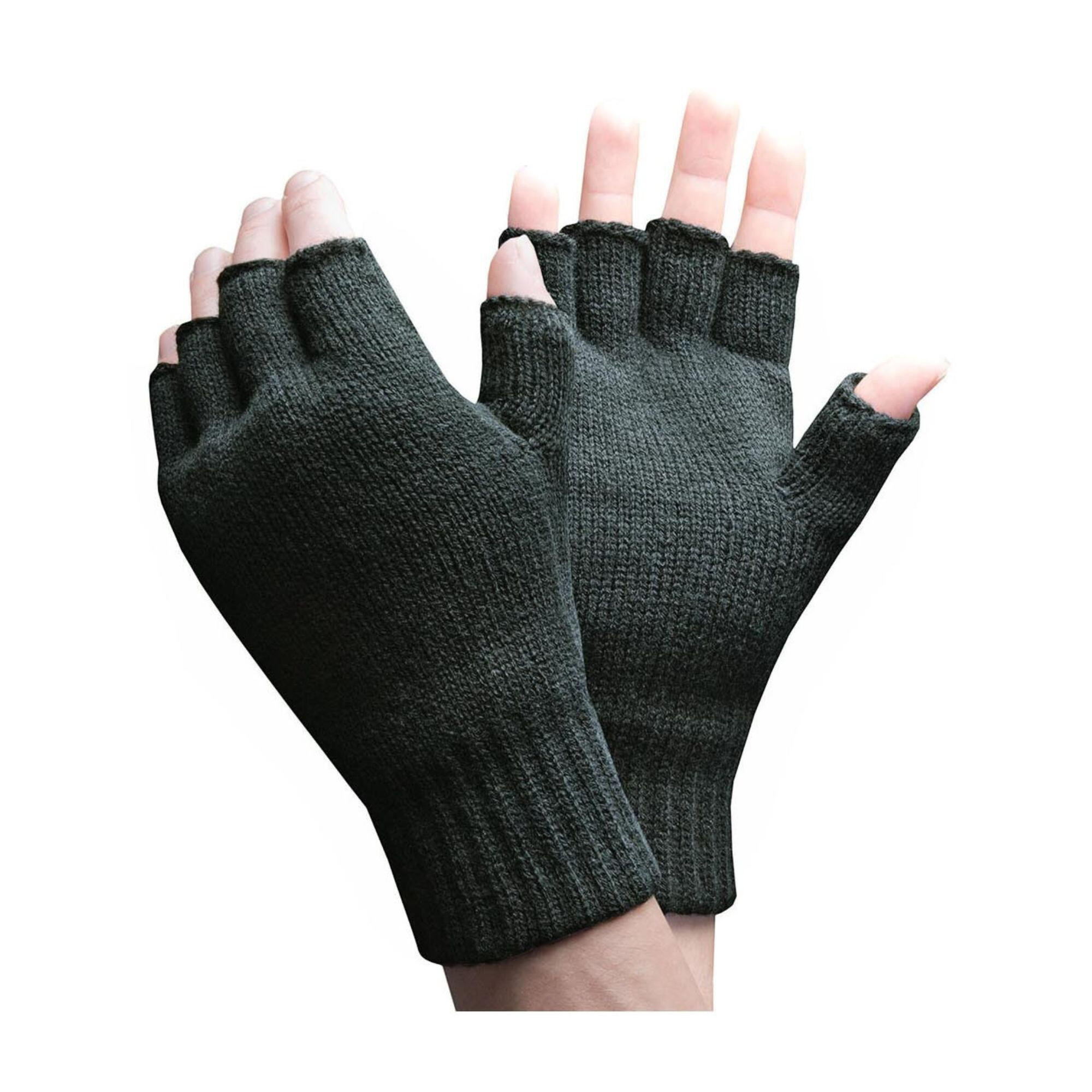 Mens Winter Warm 3.2 TOG Fleece Lined Fingerless Gloves 1/4