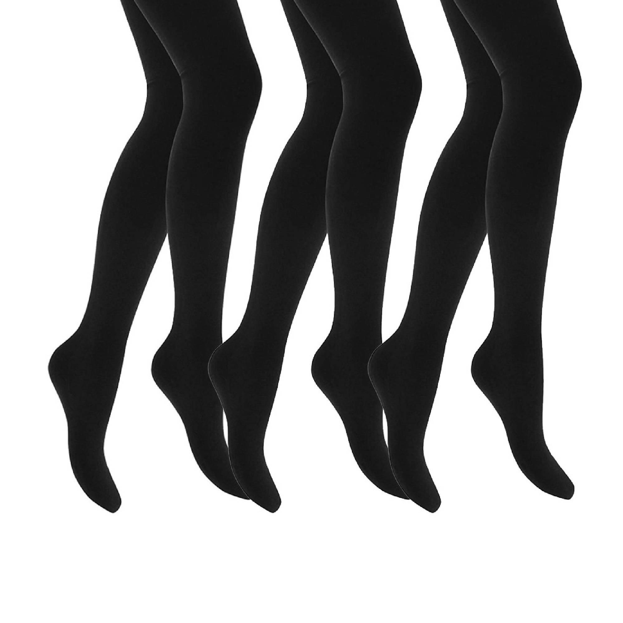 3 Pair Multipack Girls Fleece Lined Opaque Thermal Tights for