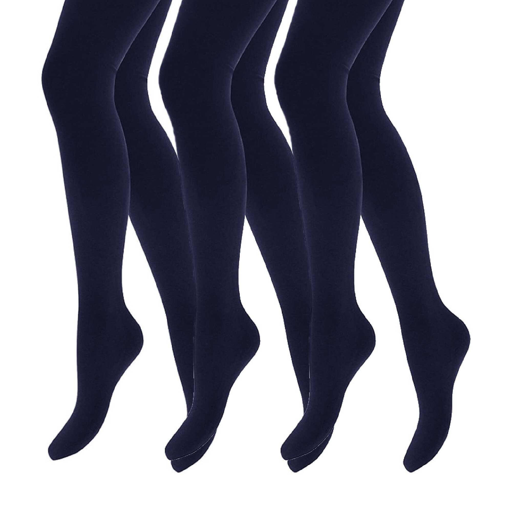 3 Pair Multipack Girls Fleece Lined Opaque Thermal Tights for Winter 1/3