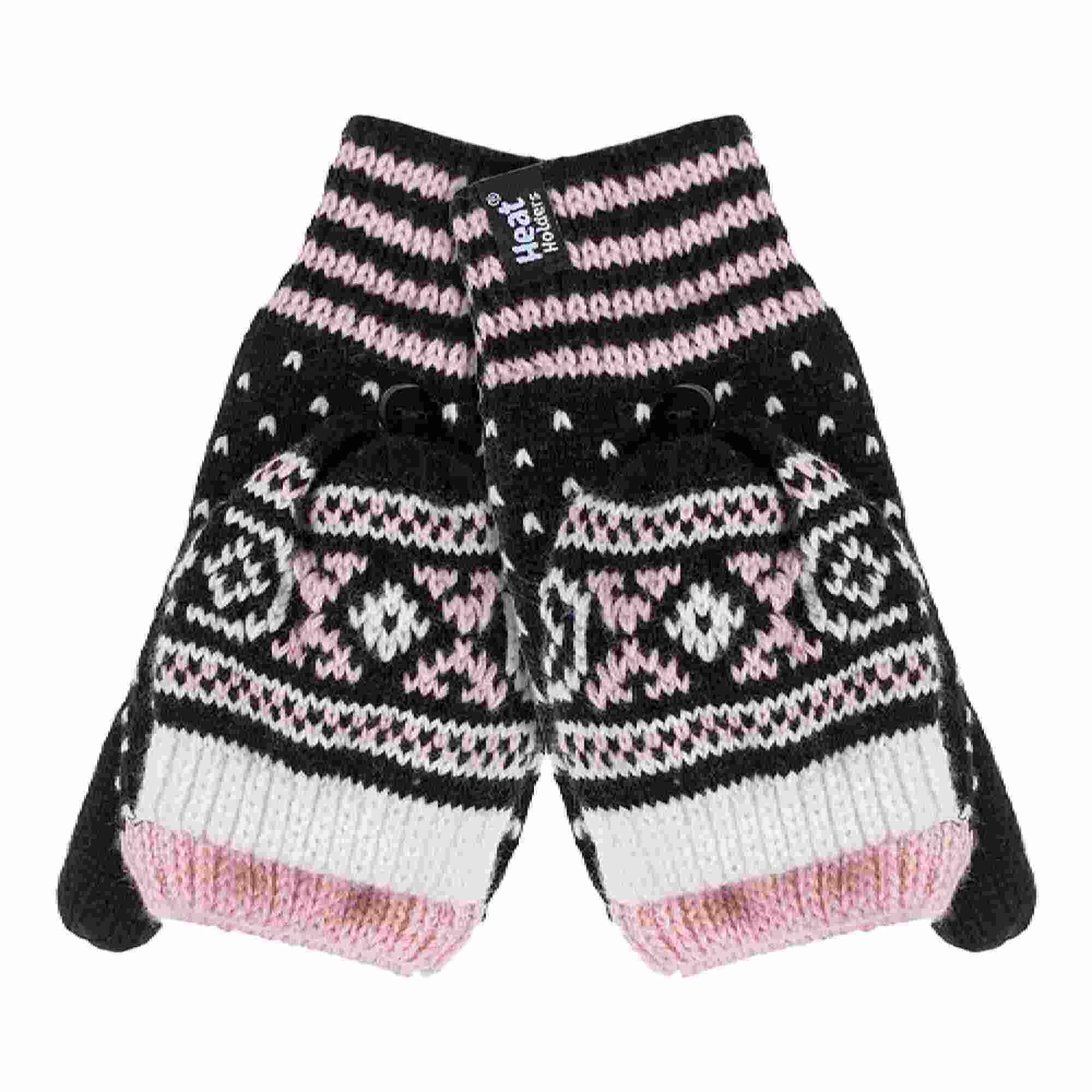 Ladies Warm Fairisle Patterned Thermal Fingerless Converter Gloves 1/5