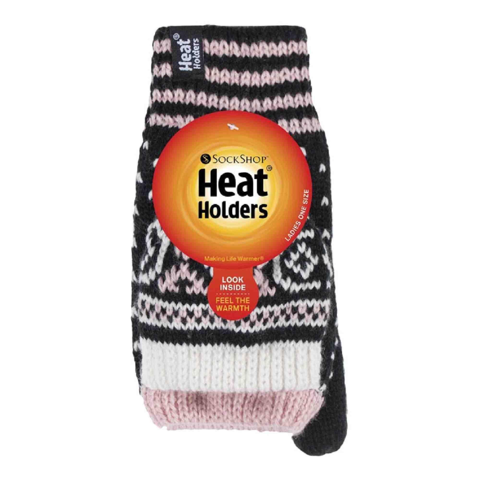 Ladies Warm Fairisle Patterned Thermal Fingerless Converter Gloves 2/5