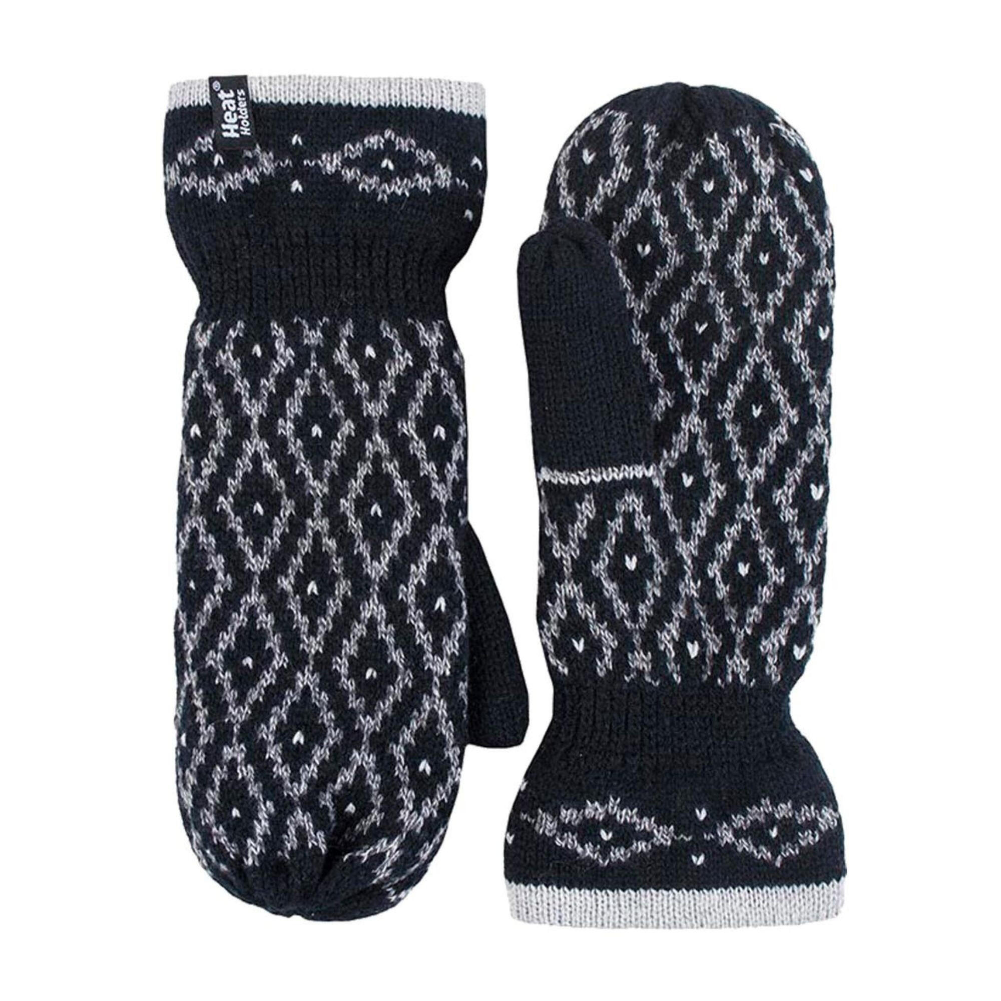 HEAT HOLDERS Ladies Knitted Fleece Lined Winter Warm Thermal Mittens