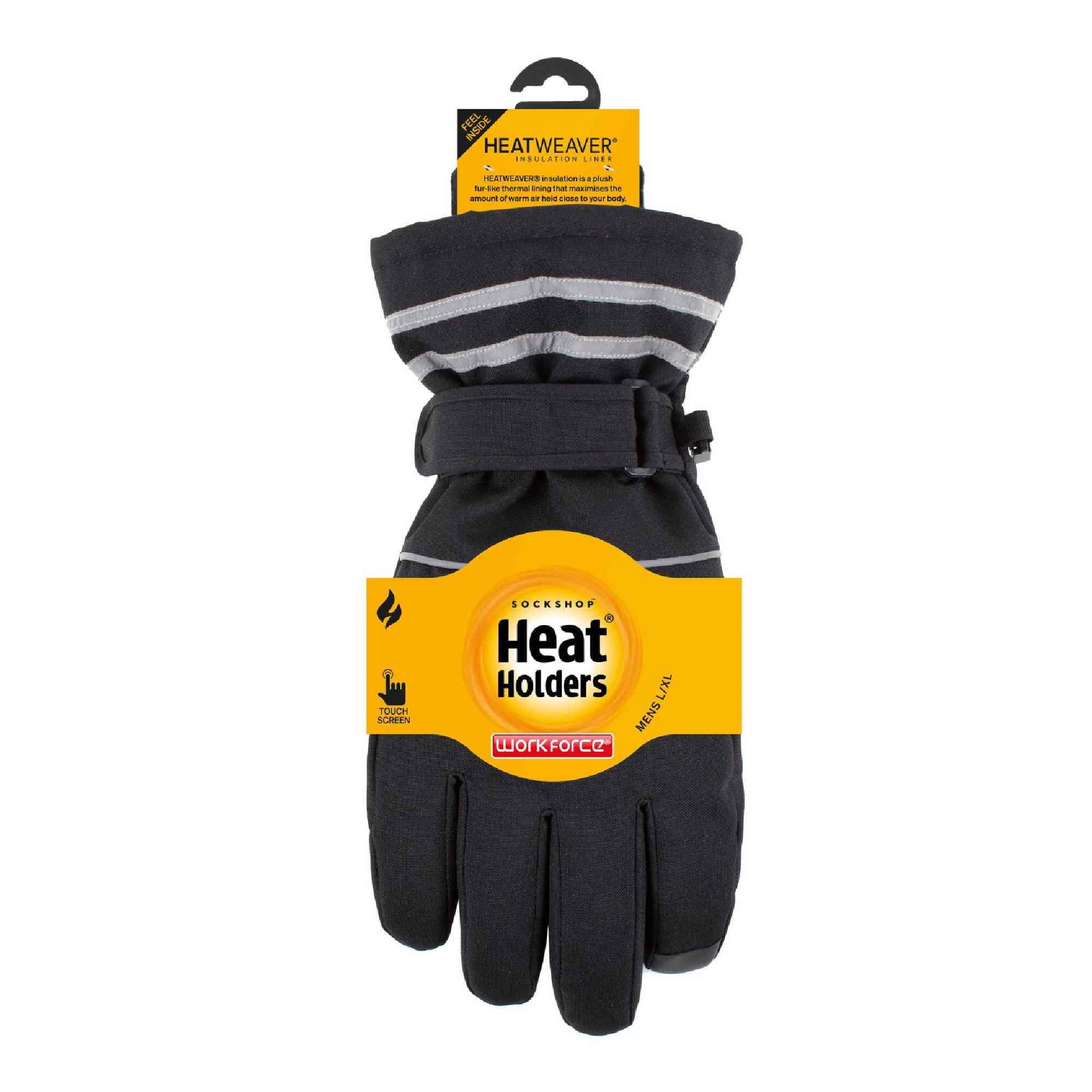 Mens Hi-Vis Reflective Thermal Work Gloves with Touchscreen Fingertips 2/4
