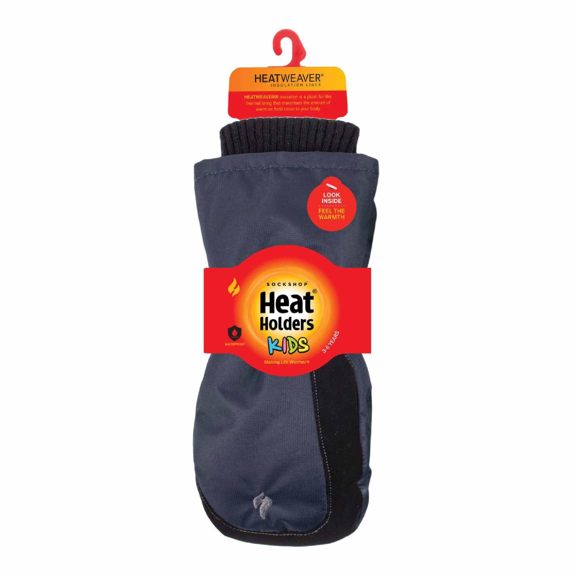 Childrens Soft Shell Winter Fleece Lined Waterproof Thermal Snow Ski Mittens 2/4