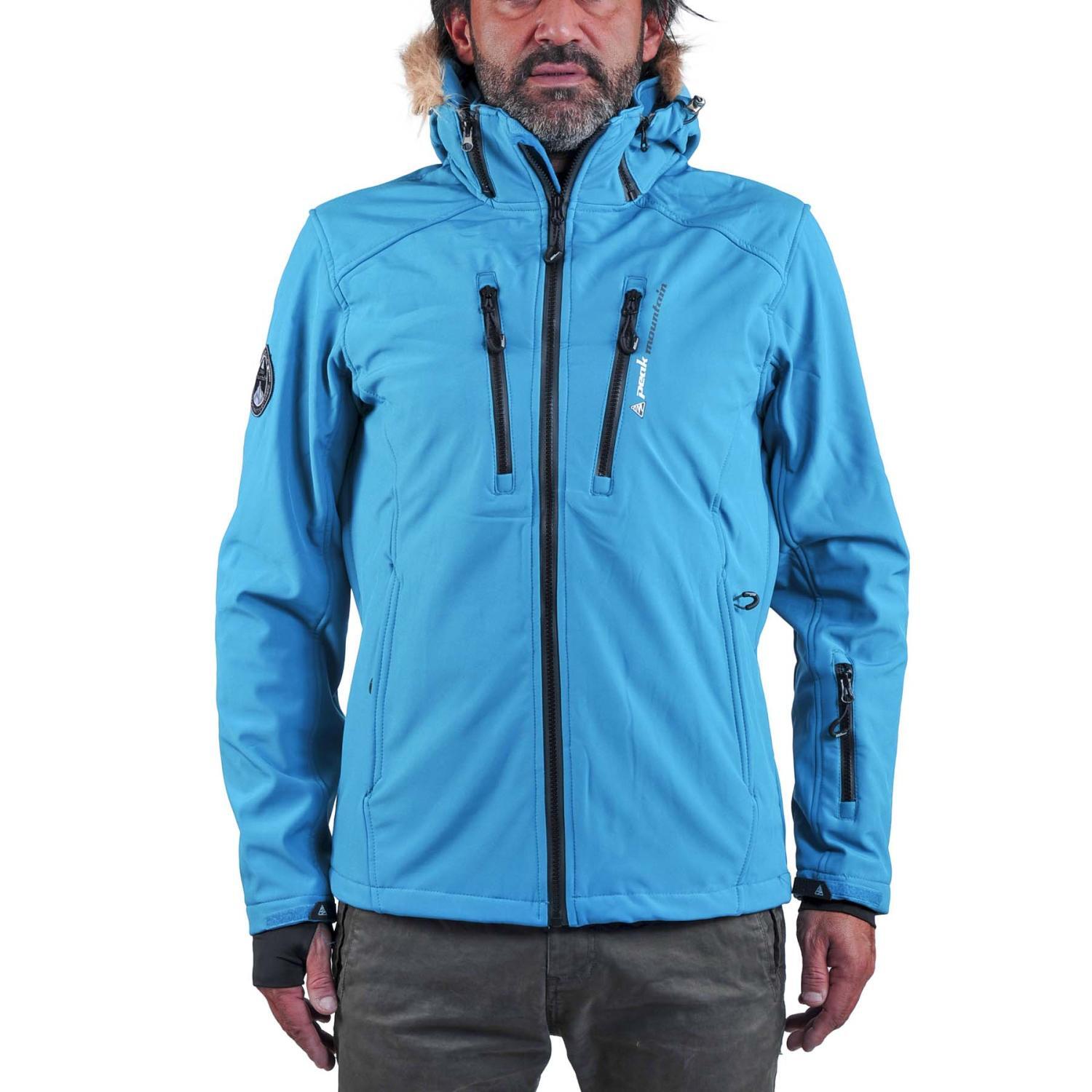 Peak Mountain - Veste Softshell Avec Fausse Fourrure Peak Mountain Casada - Veste - Bleu - 40 M - Decathlon