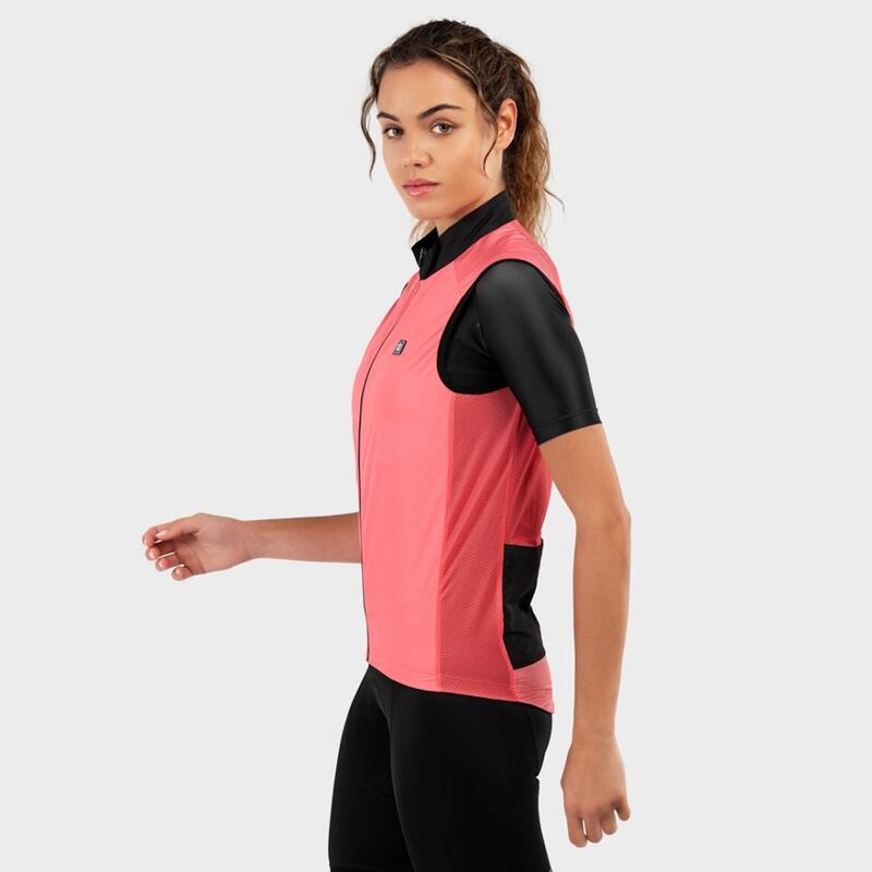 Gilet antivento da ciclismo da donna V1-W Cancano SIROKO Corallo