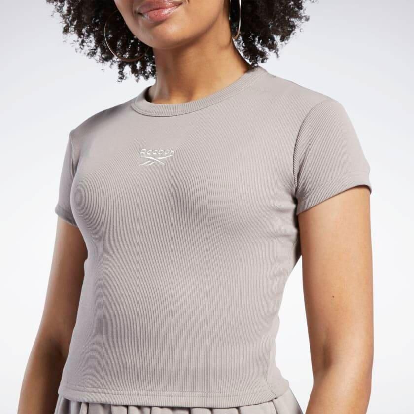 Camiseta deportiva de mujer Reebok Ribbed de manga corta 5/6