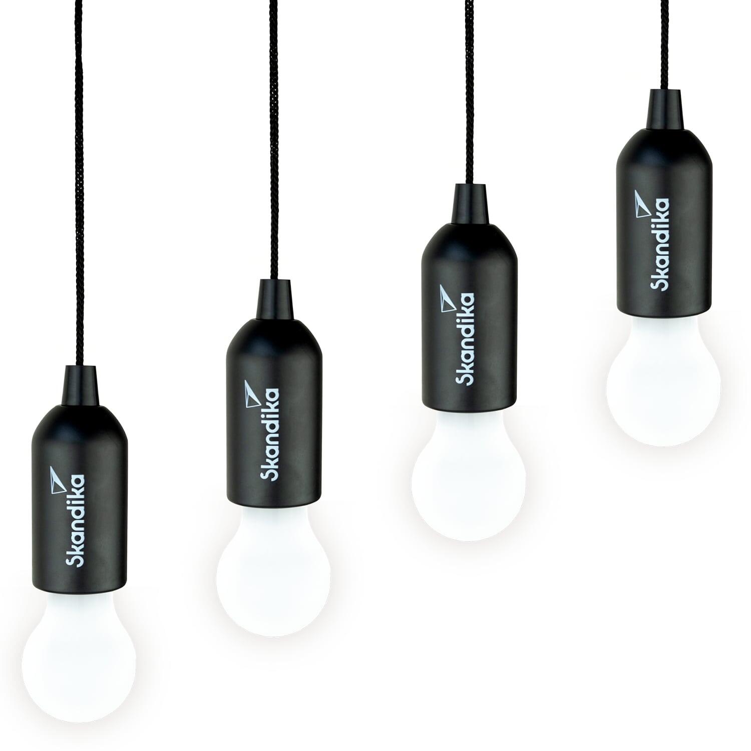 Skandika - Lampe De Camping Skandika Narvik | Set De 4 Lampes Led, Pull Light, À Piles - Lampe - Noir - Taille Unique - Decathlon