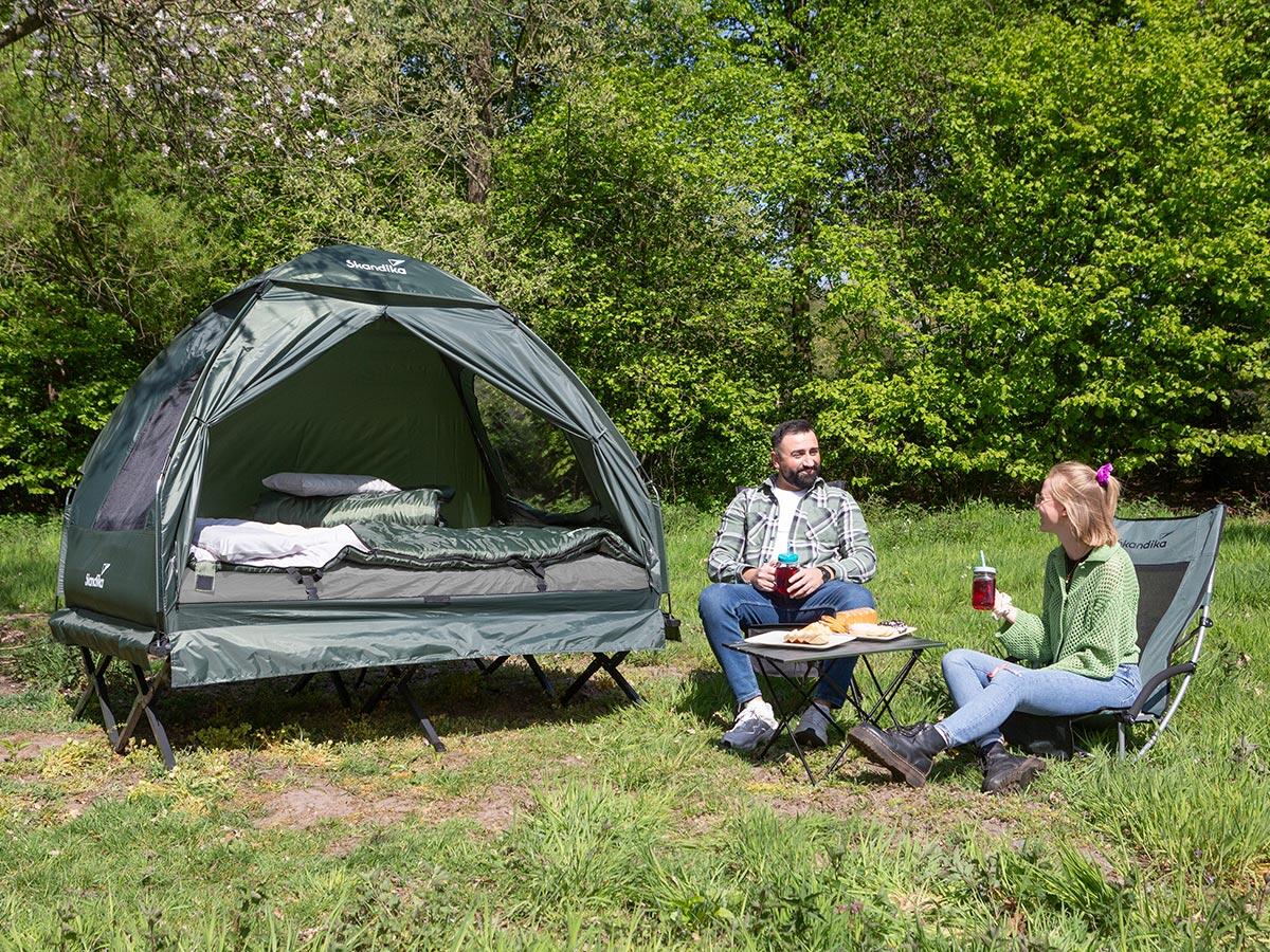 Lit de camp Haug avec tente dôme et matelas gonflable - 2 personnes - Max 160 kg 2/8