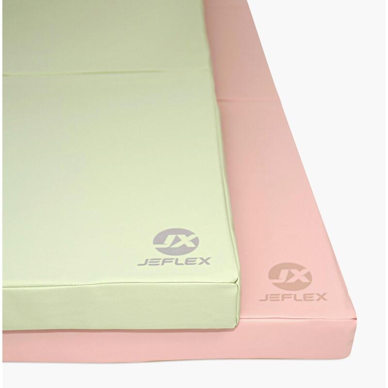 Colchoneta de gimnasia plegable Jeflex de 210 x 100 x 8 cm, color rosa/beige.