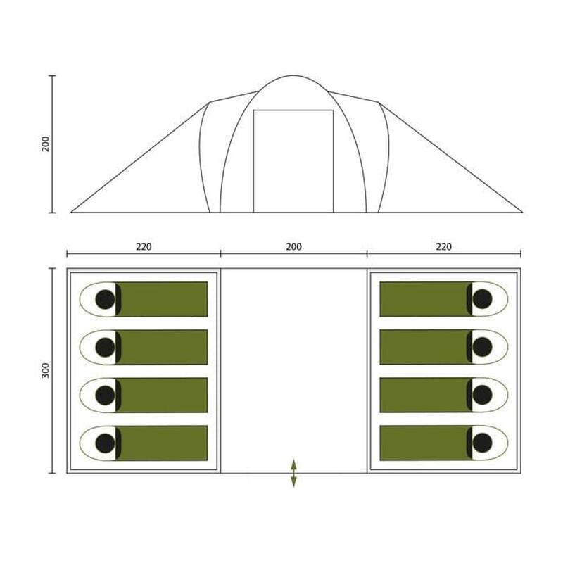 Tente dôme camping Hammerfest Protect Sleeper - 8 personnes - Cabines sombres